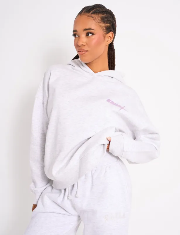 Kaiia Star Graphic Oversized Hoodie Grey Marl sold by Public Desire