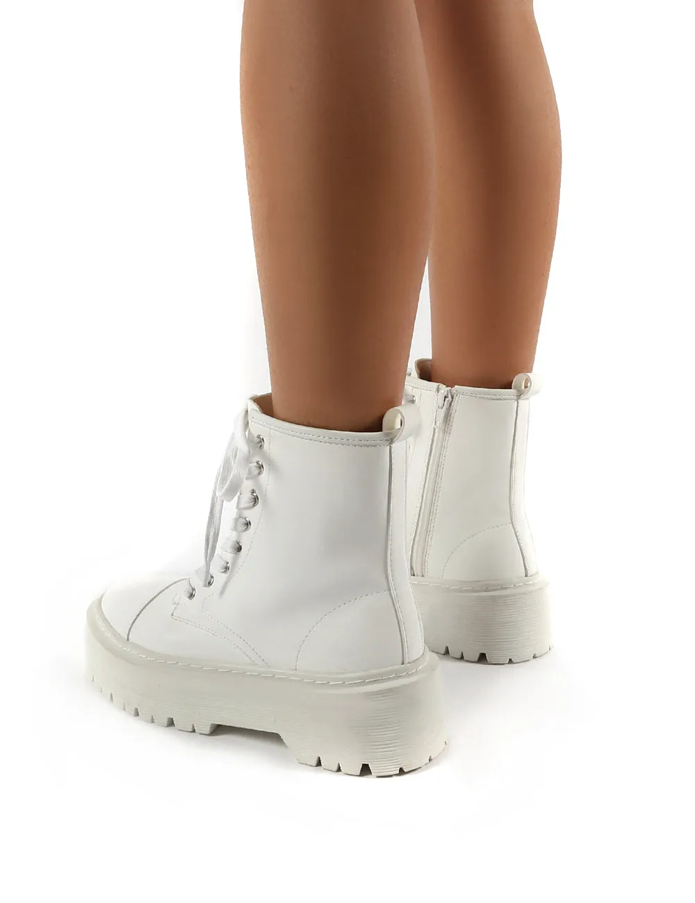 Blake White PU Lace Up Chunky Sole Ankle Boots sold by Public Desire product image thumbnail 2