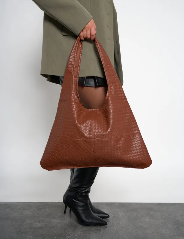 Hobo Woven Chocolate Oversize Shoulder Bag sold by Public Desire