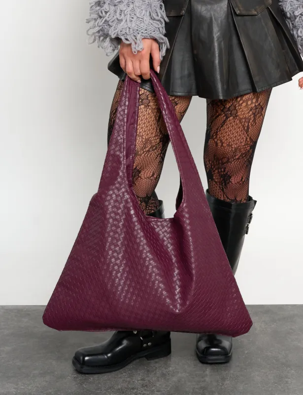 Hobo Woven Burgundy Oversize Shoulder Bag sold by Public Desire