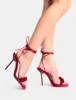 Marigold Burgundy Satin Rose Detail Lace Up Heels sold by Public Desire