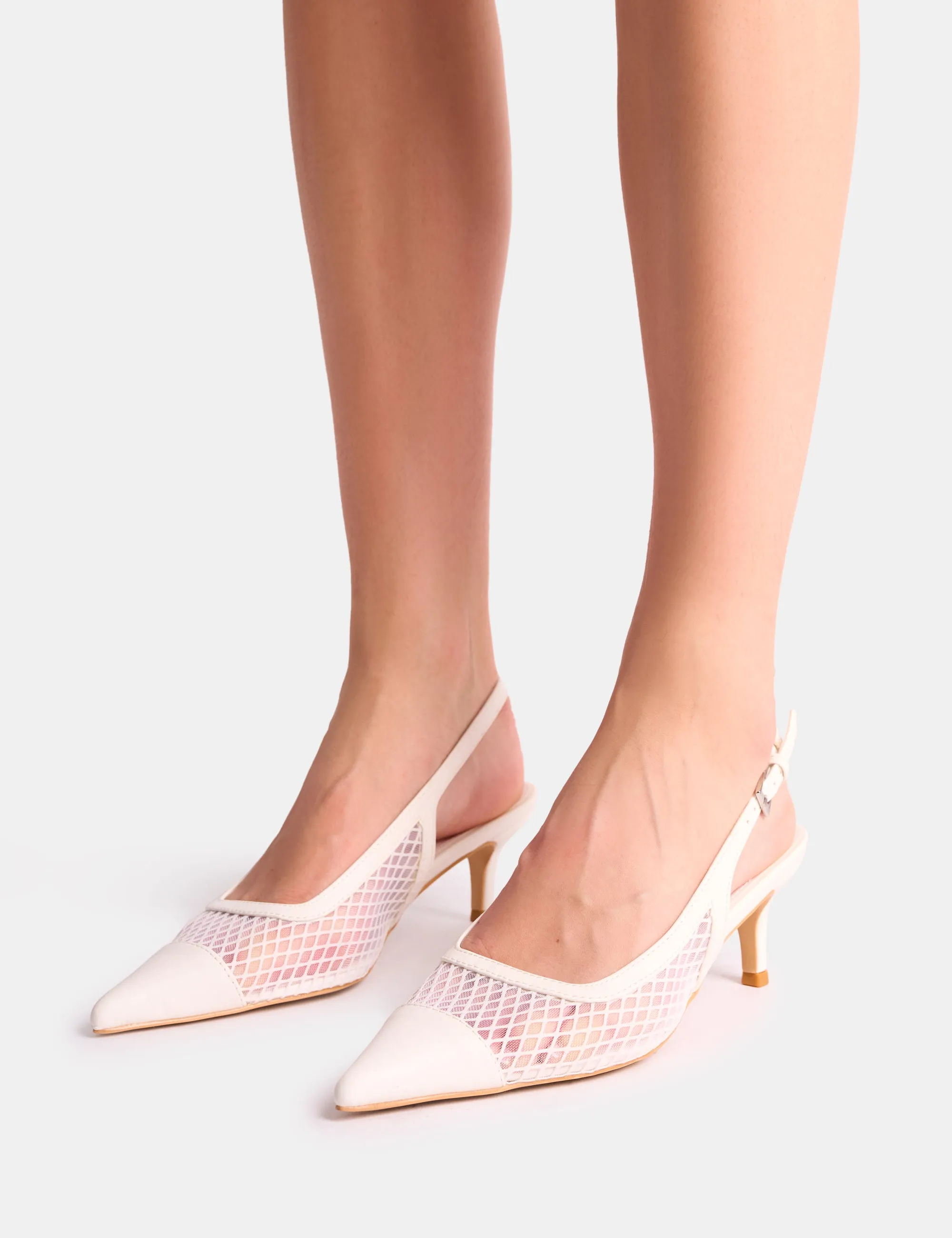 Roue White Mesh Detail Slingback Mid Court Heels sold by Public Desire product image thumbnail 4