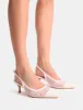 Roue White Mesh Detail Slingback Mid Court Heels sold by Public Desire