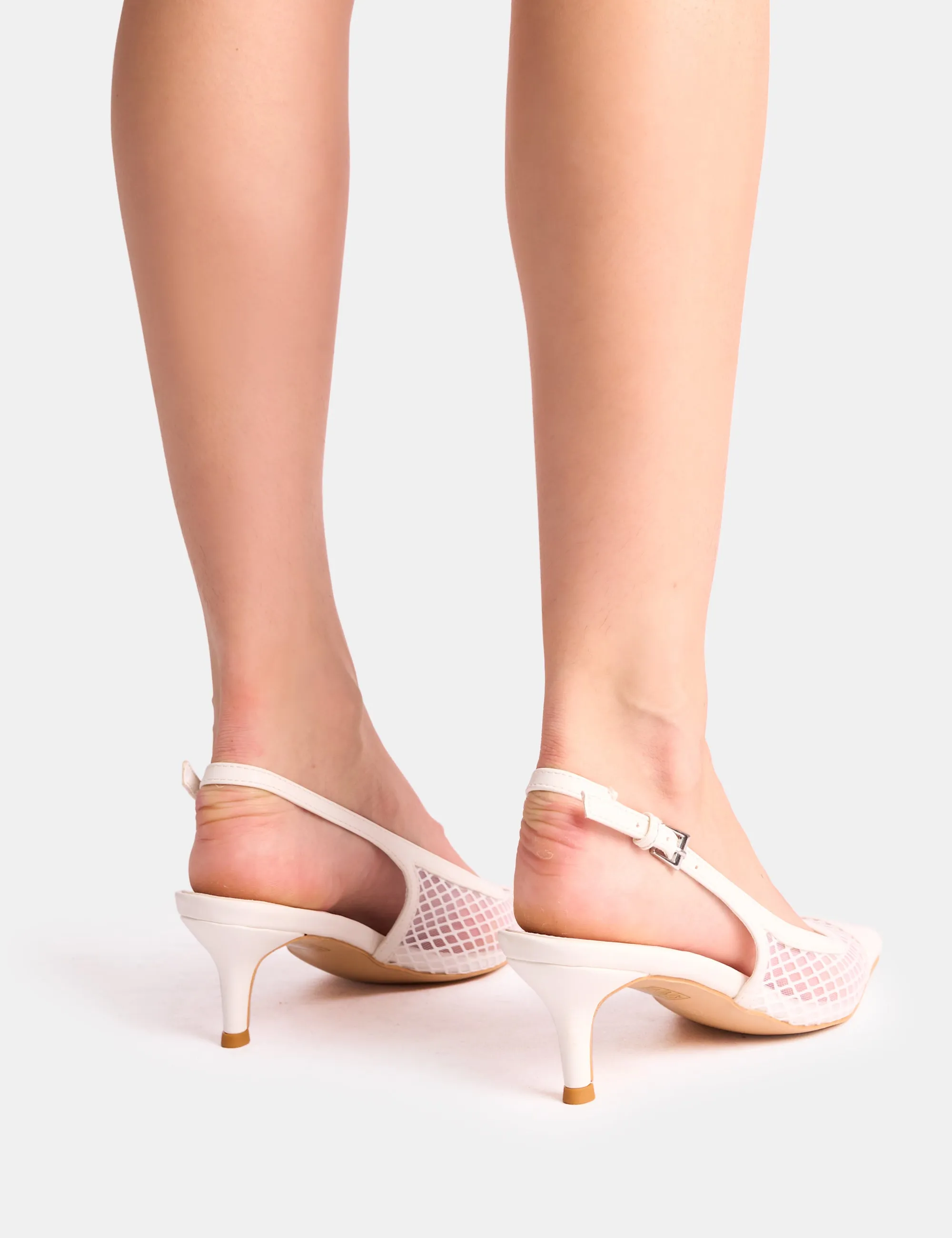 Roue White Mesh Detail Slingback Mid Court Heels sold by Public Desire product image thumbnail 3