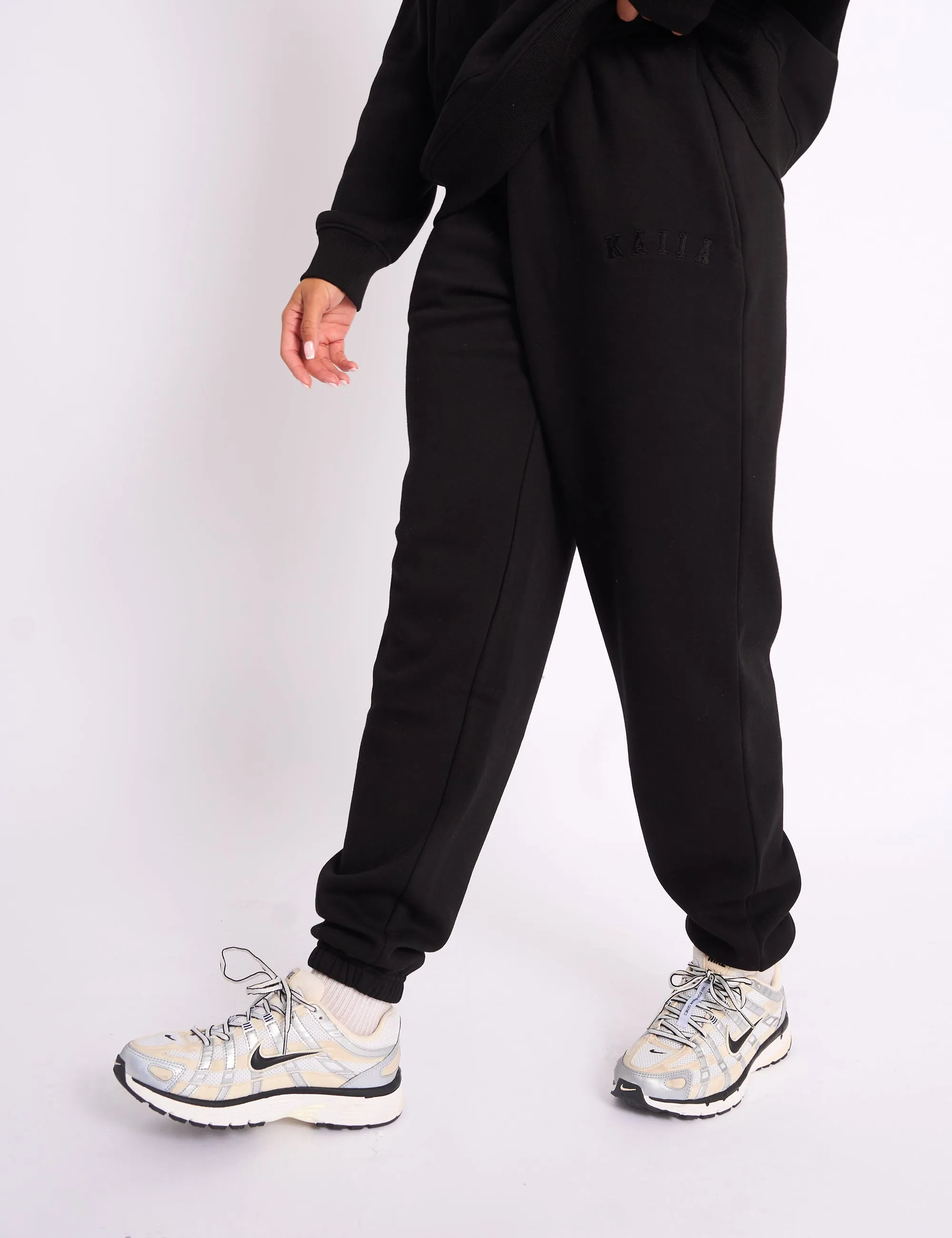 Kaiia Logo Cuffed Joggers Black On Black sold by Public Desire product image thumbnail 2