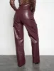 Faux Leather Cargo Trousers Burgundy sold by Public Desire