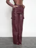 Faux Leather Cargo Trousers Burgundy sold by Public Desire