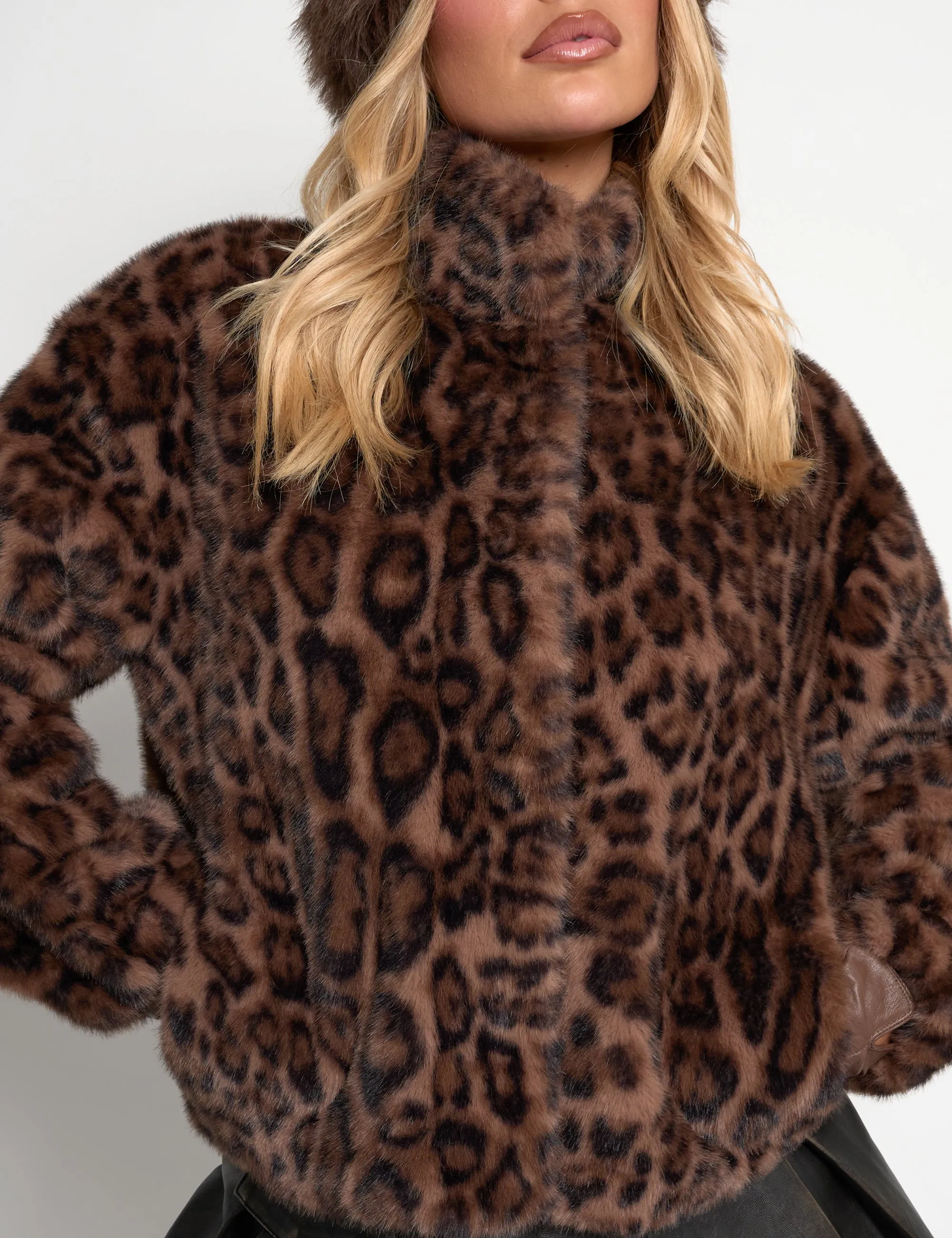 Short Faux Fur Jacket Leopard sold by Public Desire product image thumbnail 5