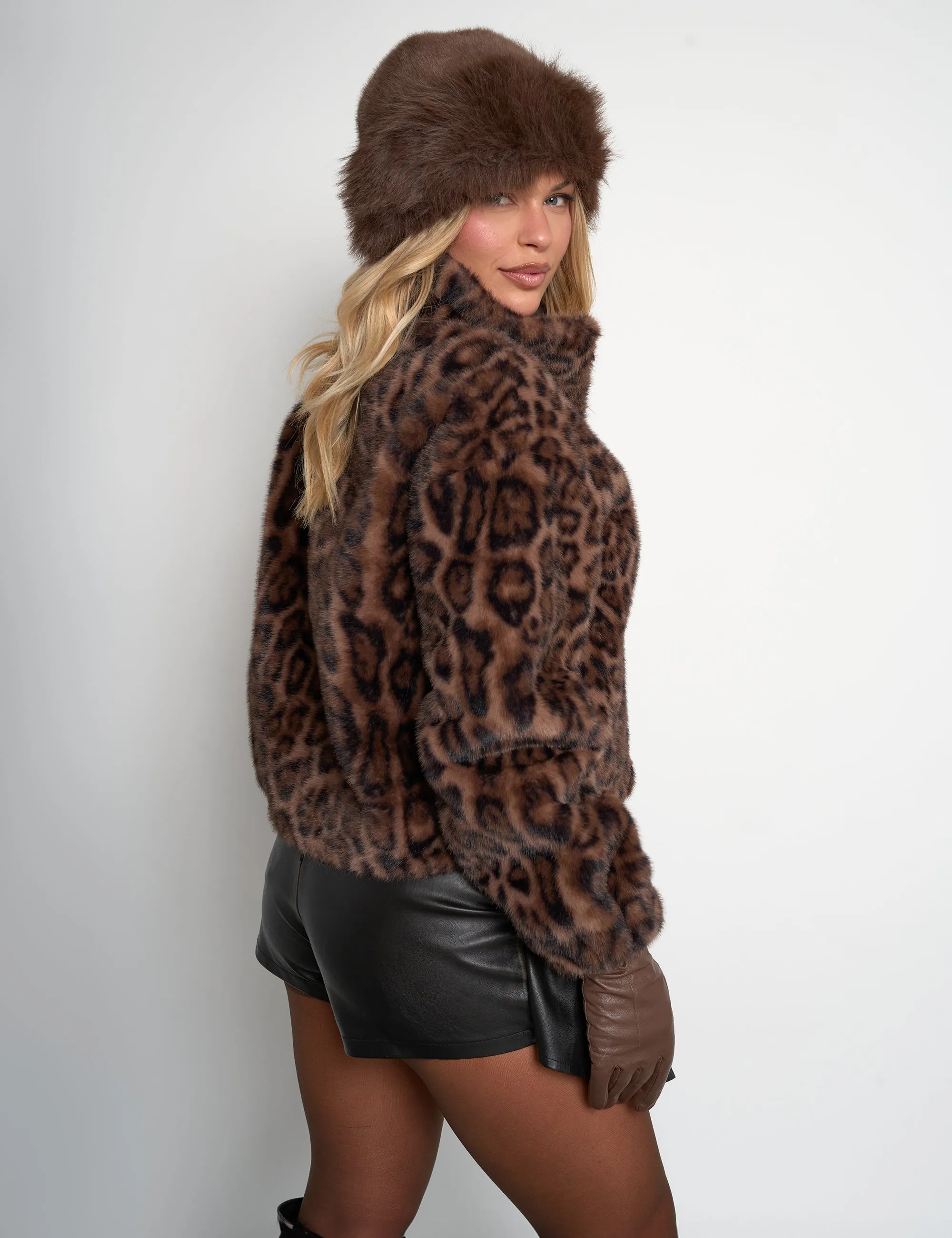 Short Faux Fur Jacket Leopard sold by Public Desire product image thumbnail 3