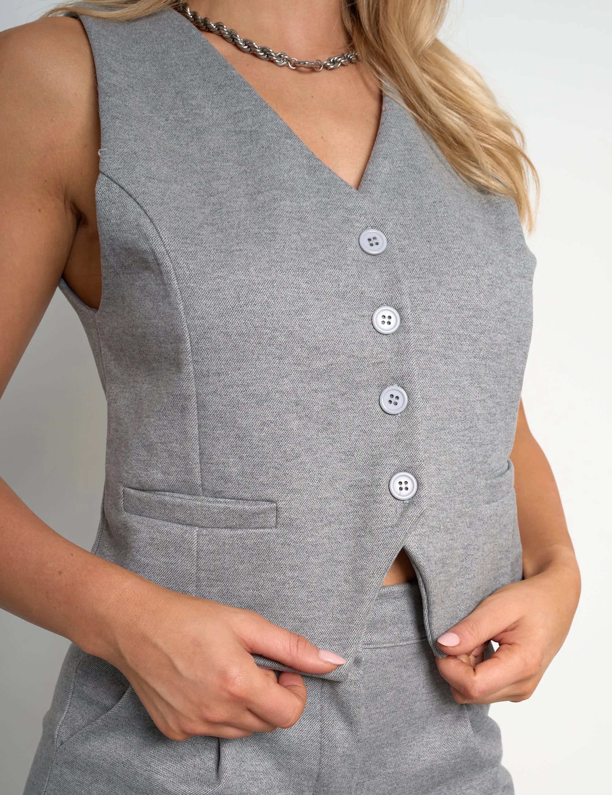 Soft Tailored Waistcoat Co Ord Grey sold by Public Desire product image thumbnail 5