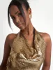 Cowl Neck Sequin Mini Dress Gold sold by Public Desire