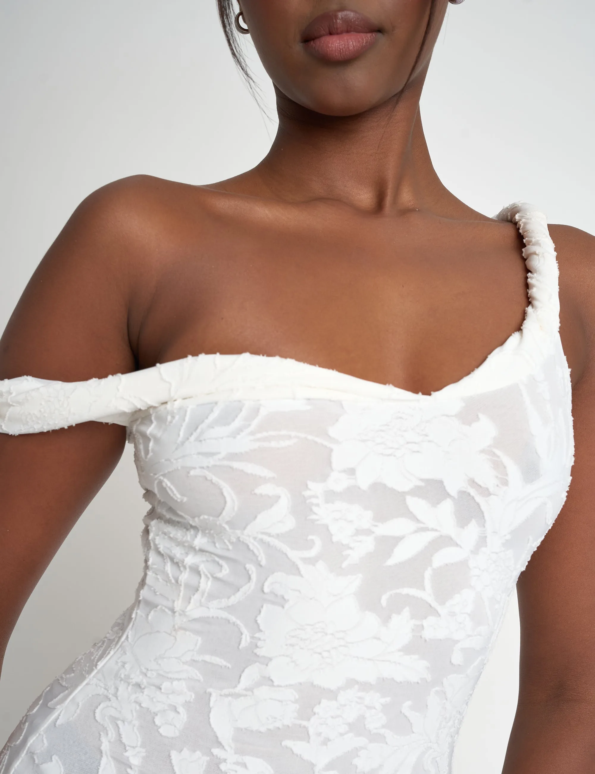 Textured Floral Twist Strap Mini Dress White sold by Public Desire product image thumbnail 4