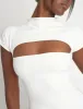 Cut Out Short Sleeve Luxe Slinky Mini Dress White sold by Public Desire