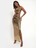 Sequin Maxi Skirt Gold sold by Public Desire