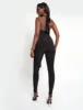 Plunge Neck Belted Slinky Jumpsuit Black sold by Public Desire