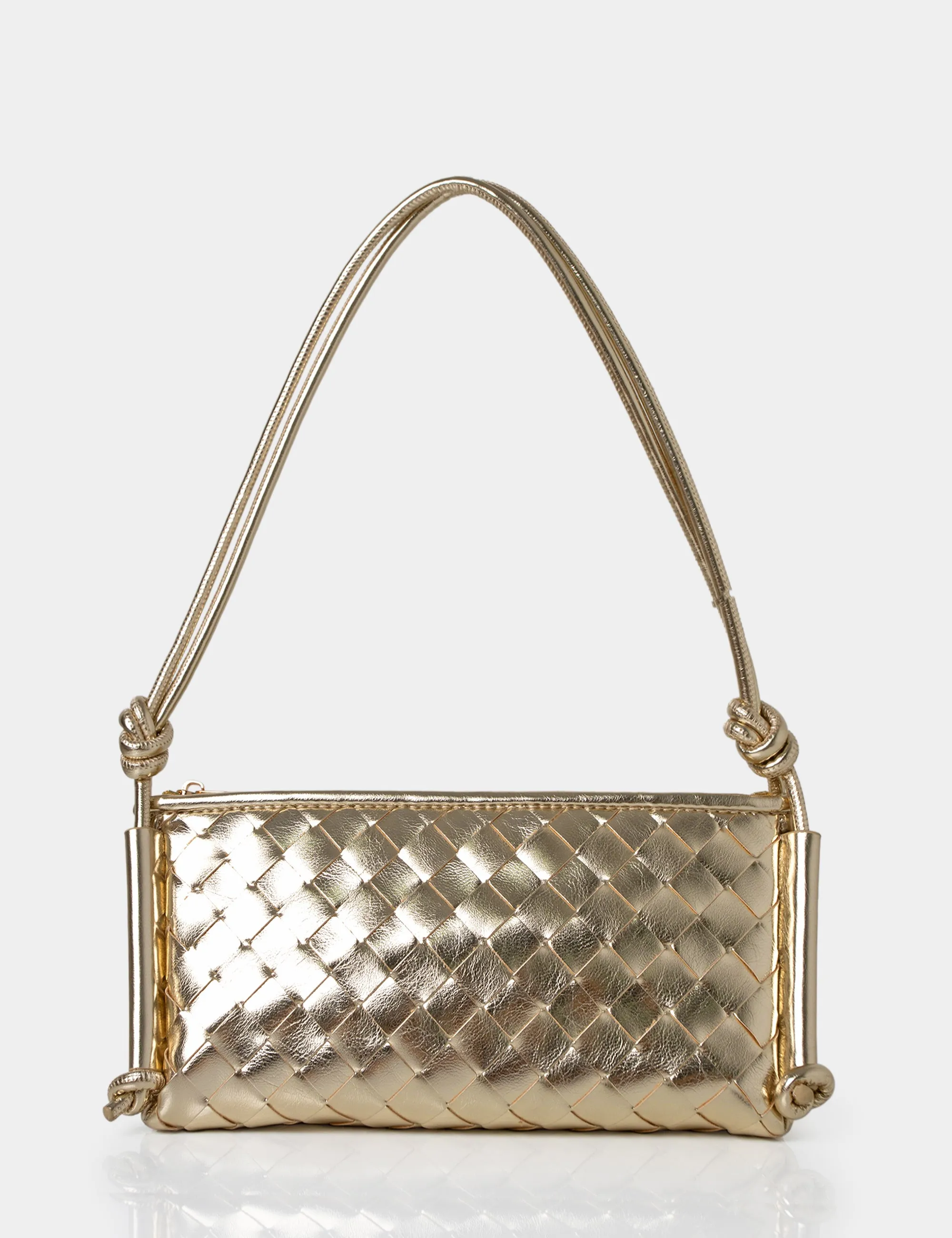 The Tate Gold Woven Oblong Knotted Handle Shoulder Bag sold by Public Desire product image thumbnail 2