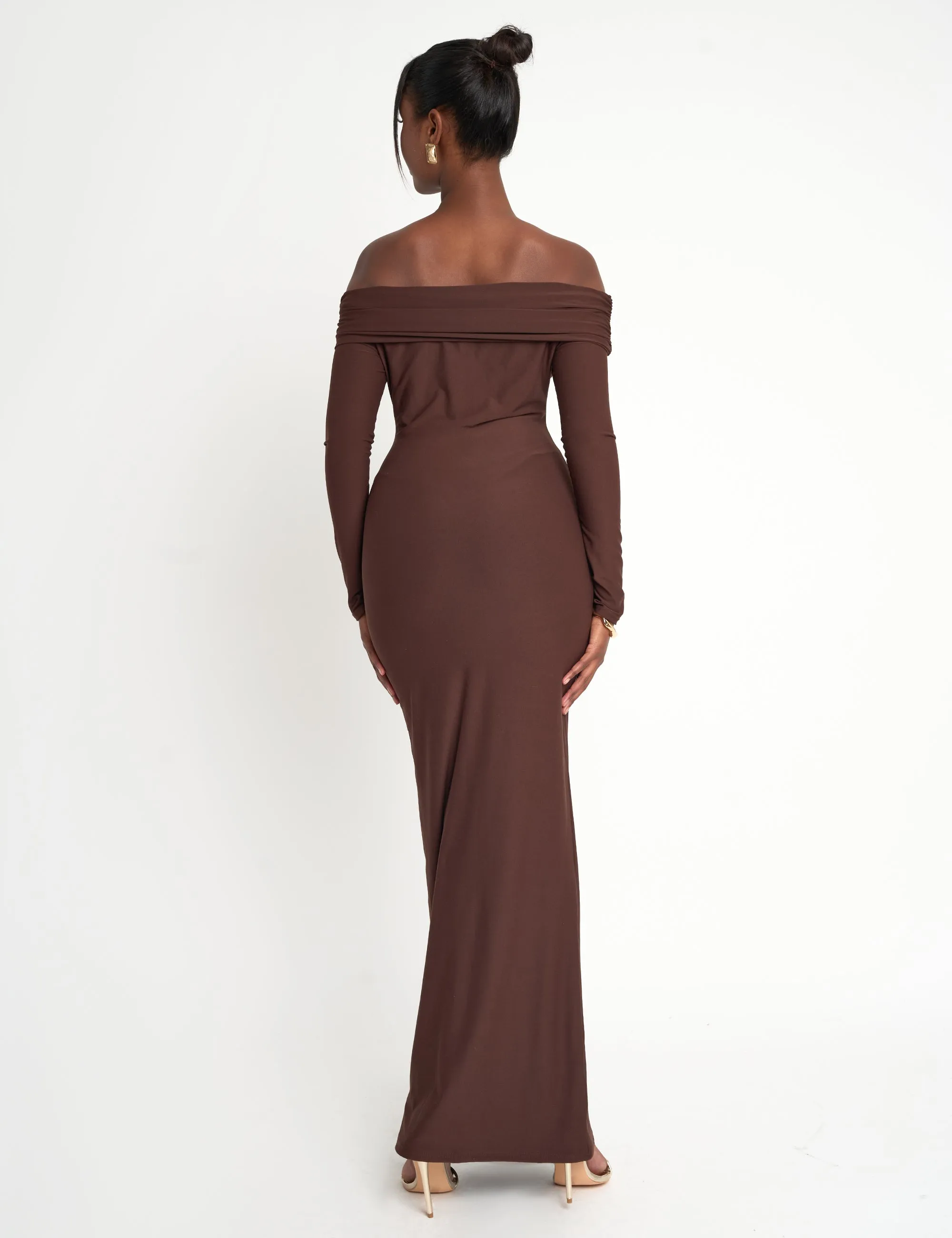 Slinky Bardot Maxi Dress Brown sold by Public Desire product image thumbnail 3