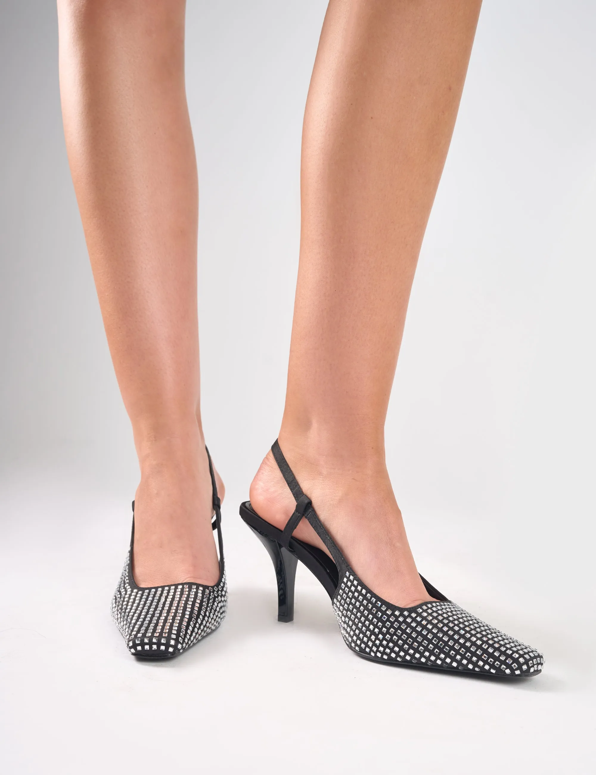 Gloria Black Embellished Sling Back Court Heels sold by Public Desire product image thumbnail 3