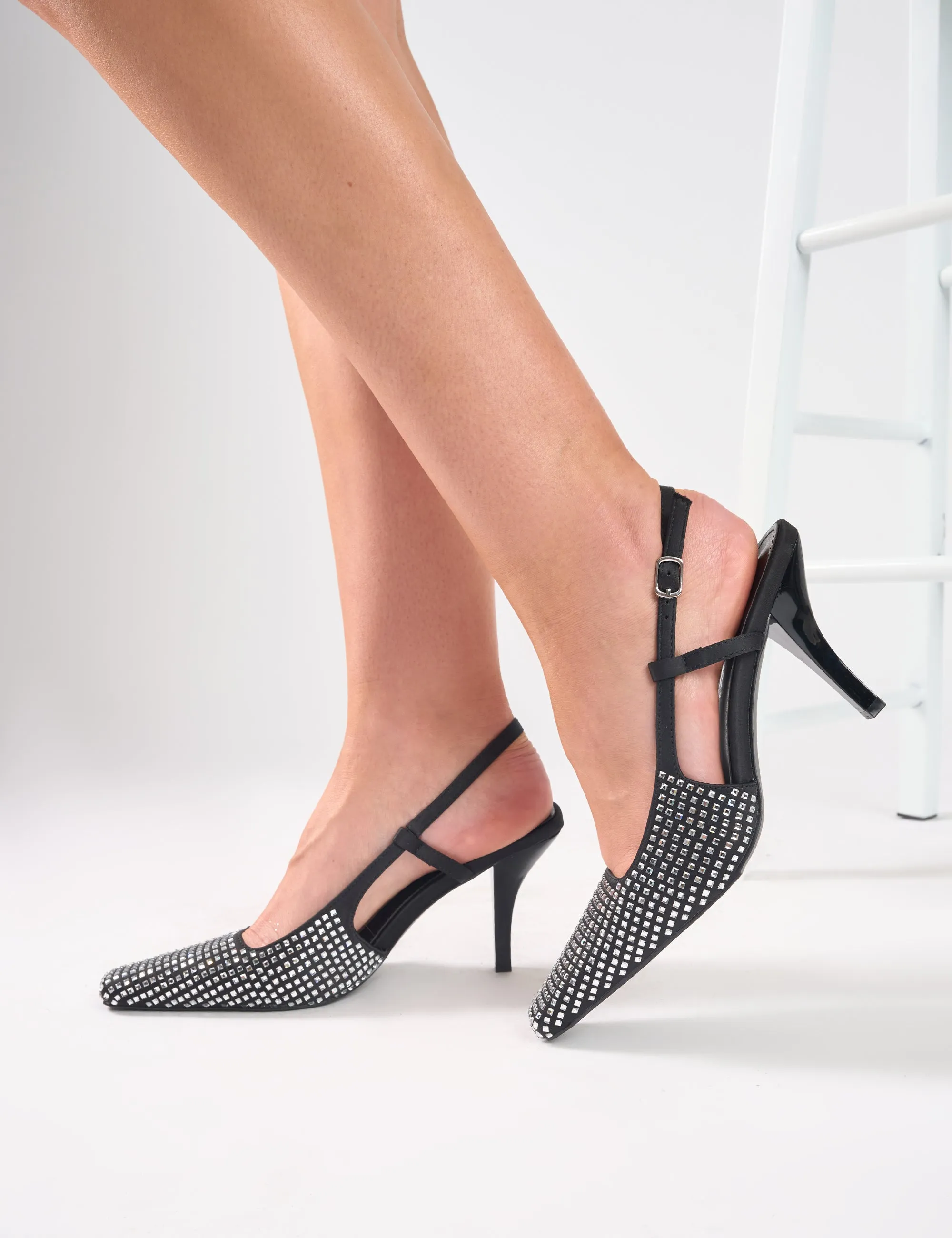Gloria Black Embellished Sling Back Court Heels sold by Public Desire product image thumbnail 2