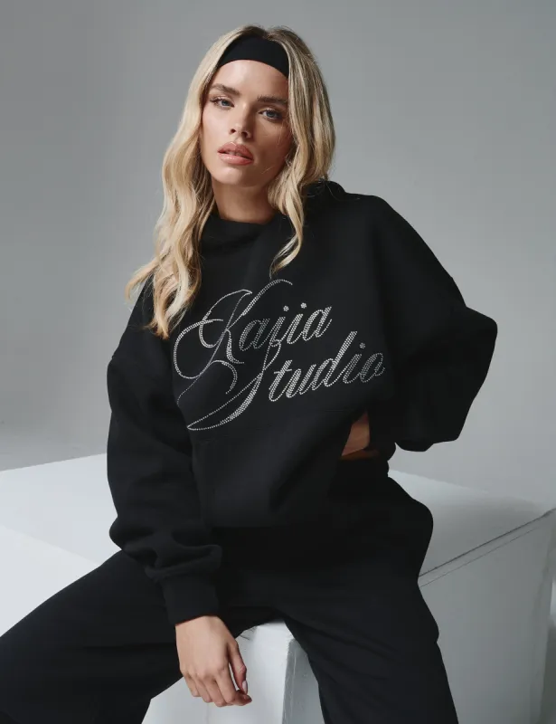 Kaiia Studio Diamante Embellished Oversized Hoodie Black sold by Public Desire