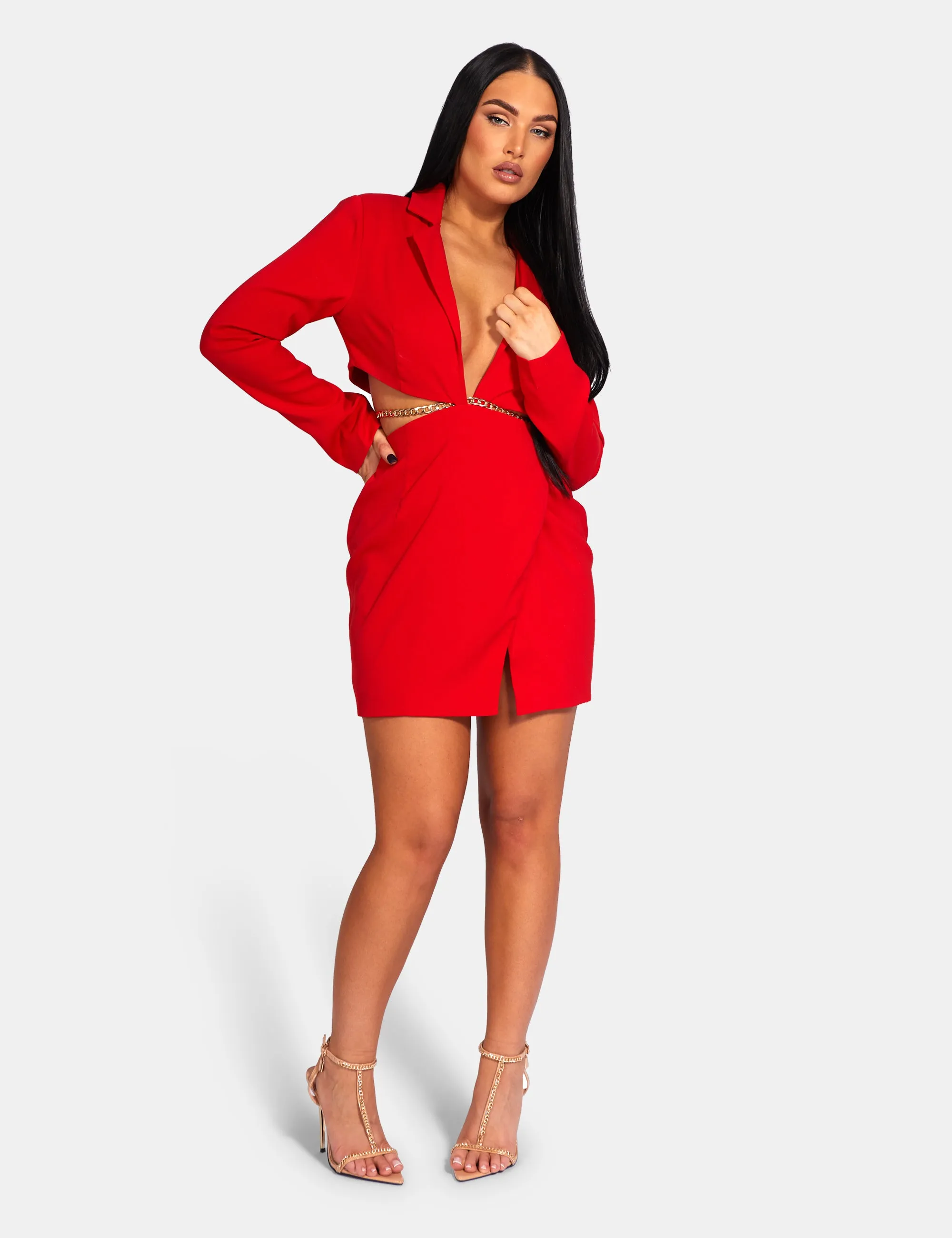 Cut Out Chain Waist Blazer Dress Red sold by Public Desire product image thumbnail 3
