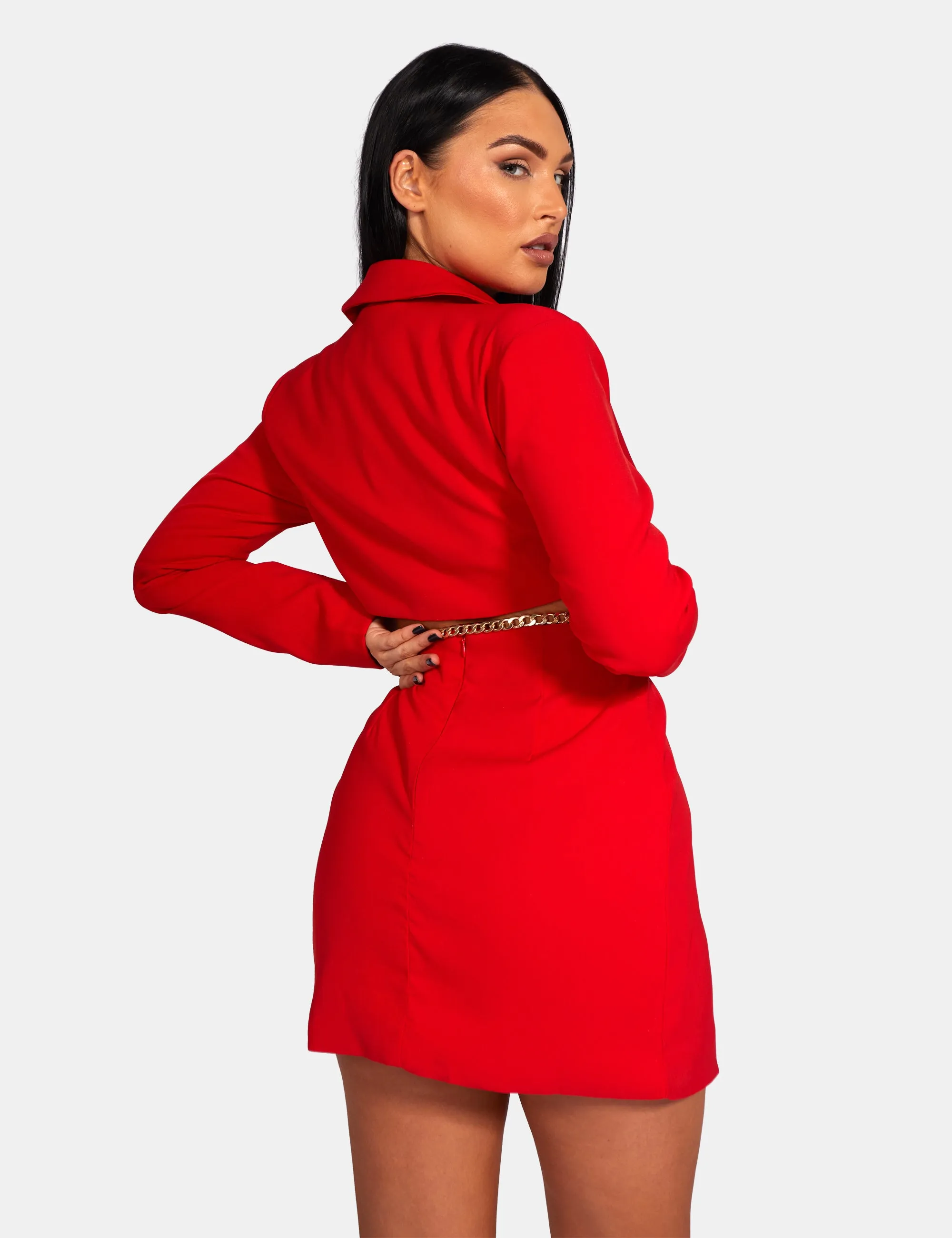 Cut Out Chain Waist Blazer Dress Red sold by Public Desire product image thumbnail 2