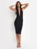 Ruffle Plunge Mini Dress Black sold by Public Desire