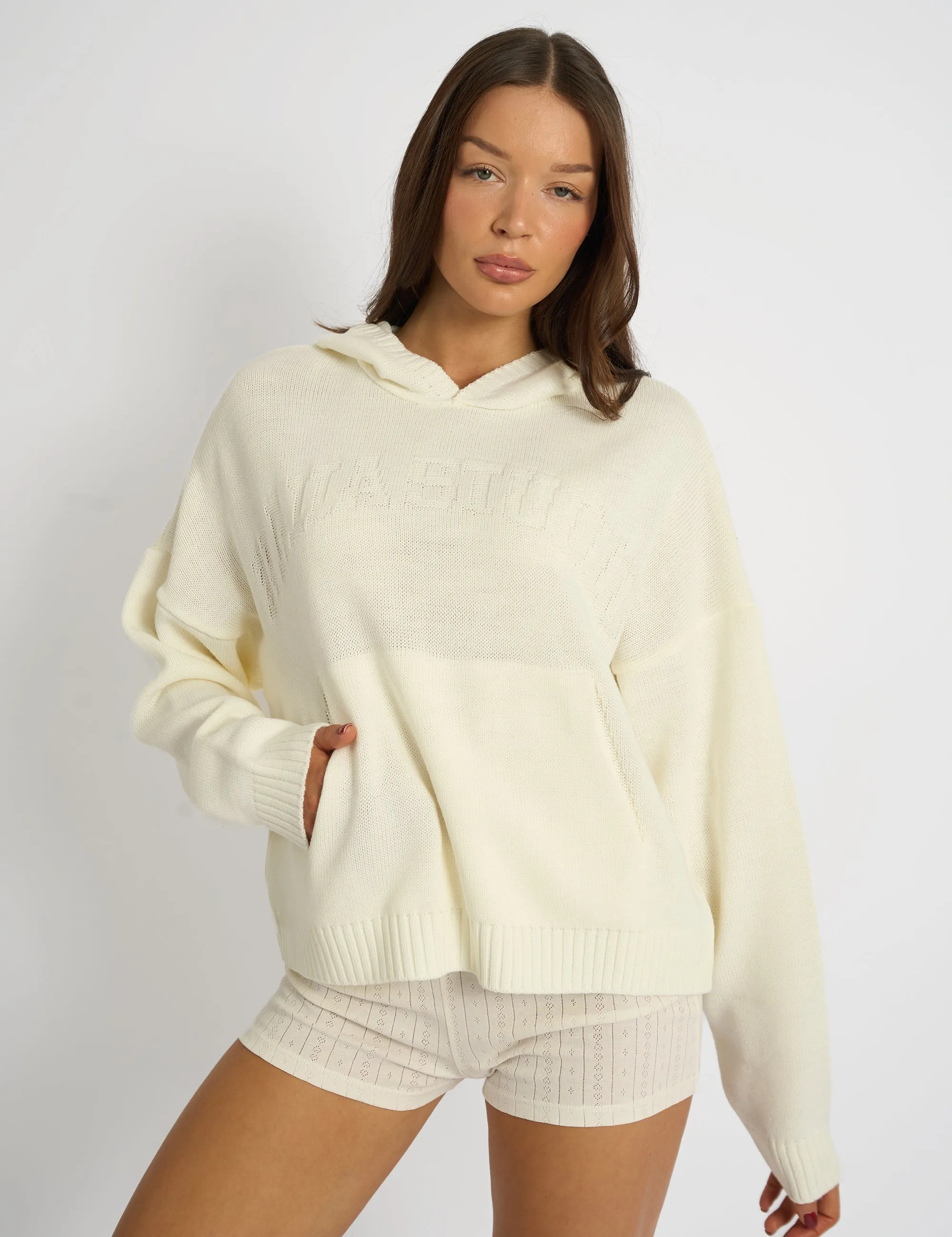 Kaiia Studio Knitted Hoodie Cream sold by Public Desire
