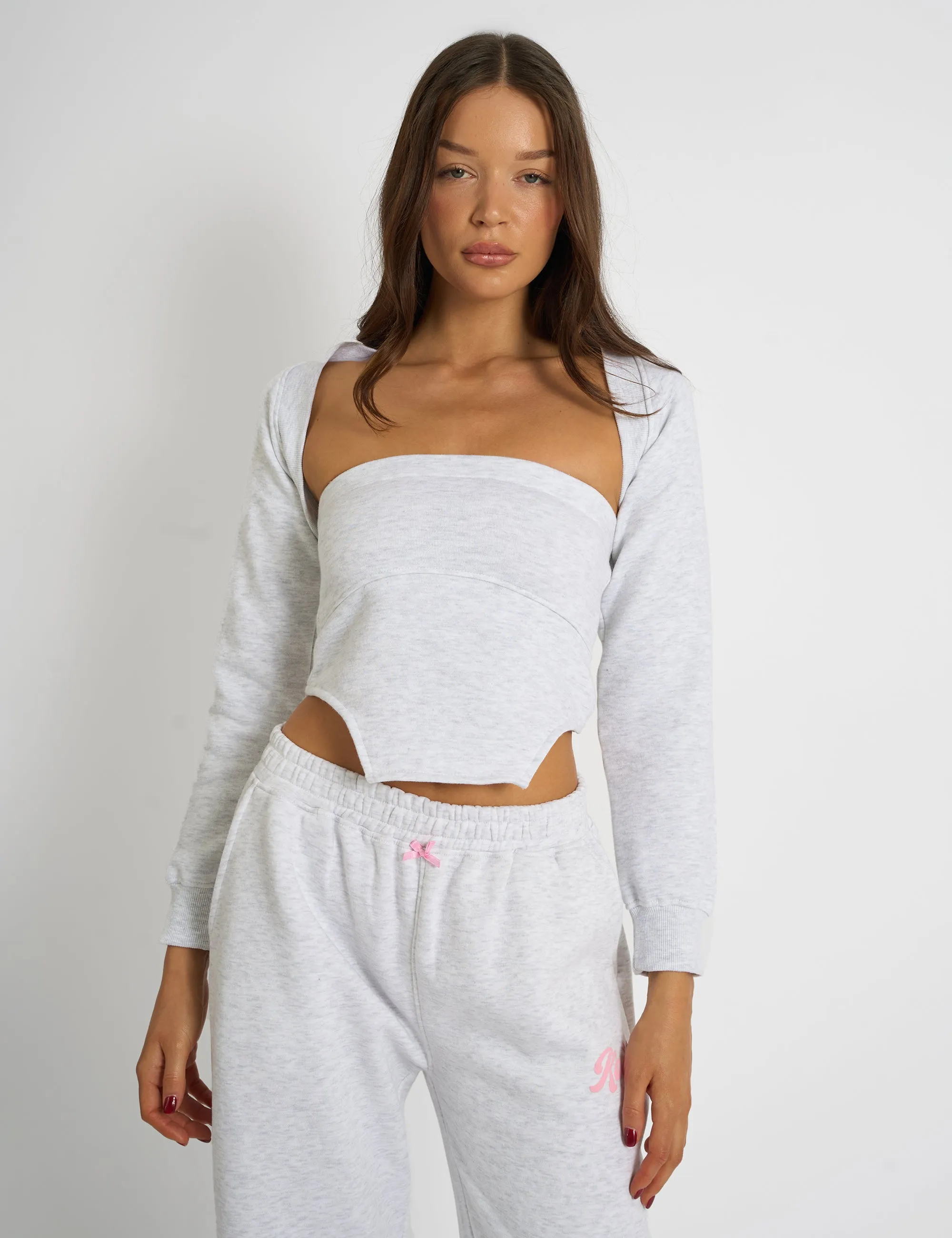 Kaiia Bandeau Crop Top & Bolero Light Grey Marl sold by Public Desire product image thumbnail 2