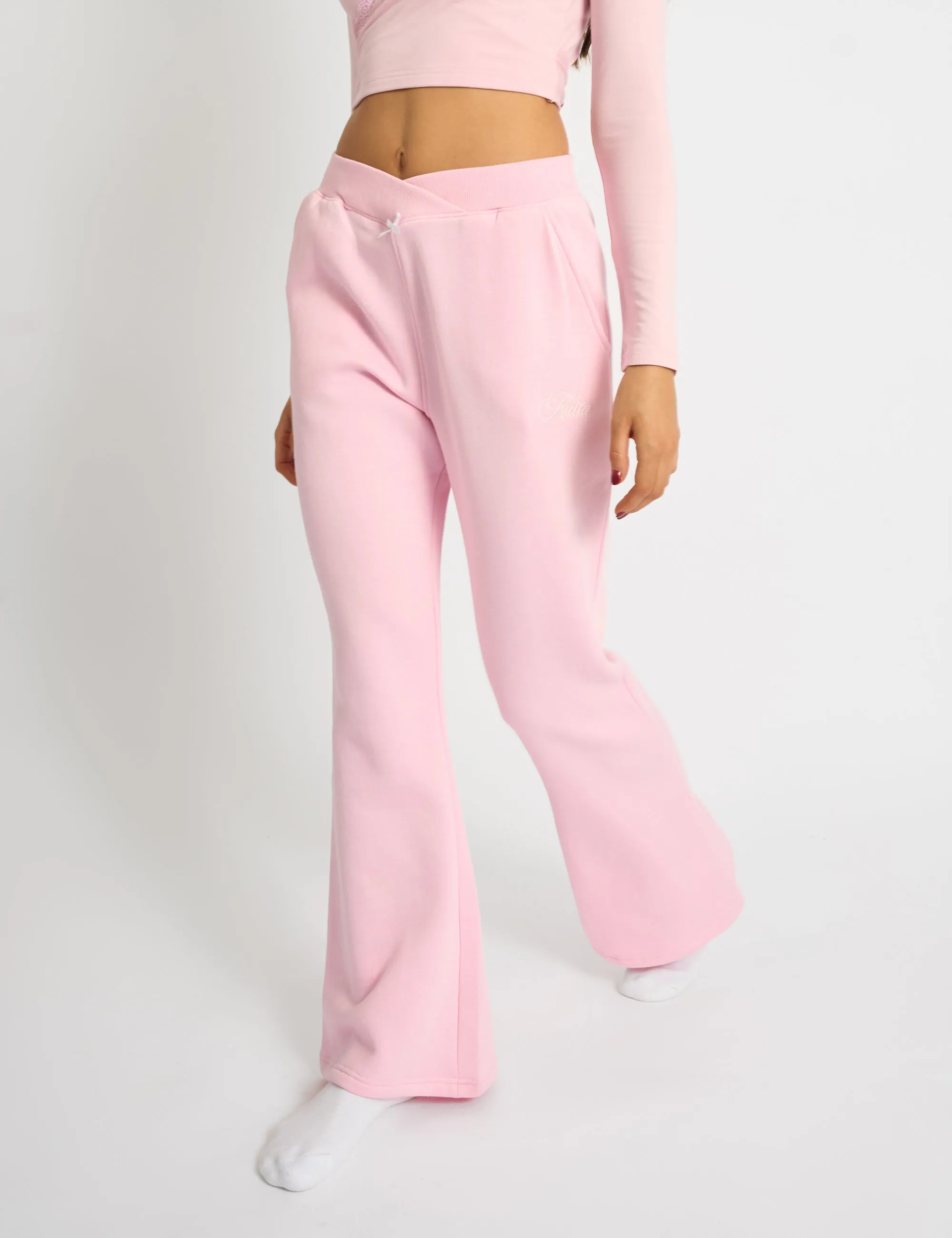 Kaiia Bow Detail Wide Leg Joggers Pink sold by Public Desire product image thumbnail 2