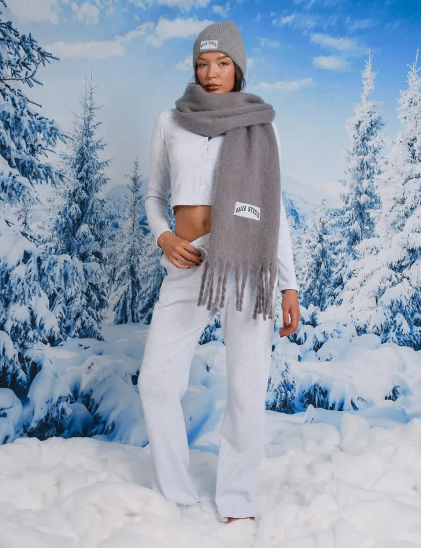 Kaiia Waffle Wide Leg Joggers Grey Melange sold by Public Desire