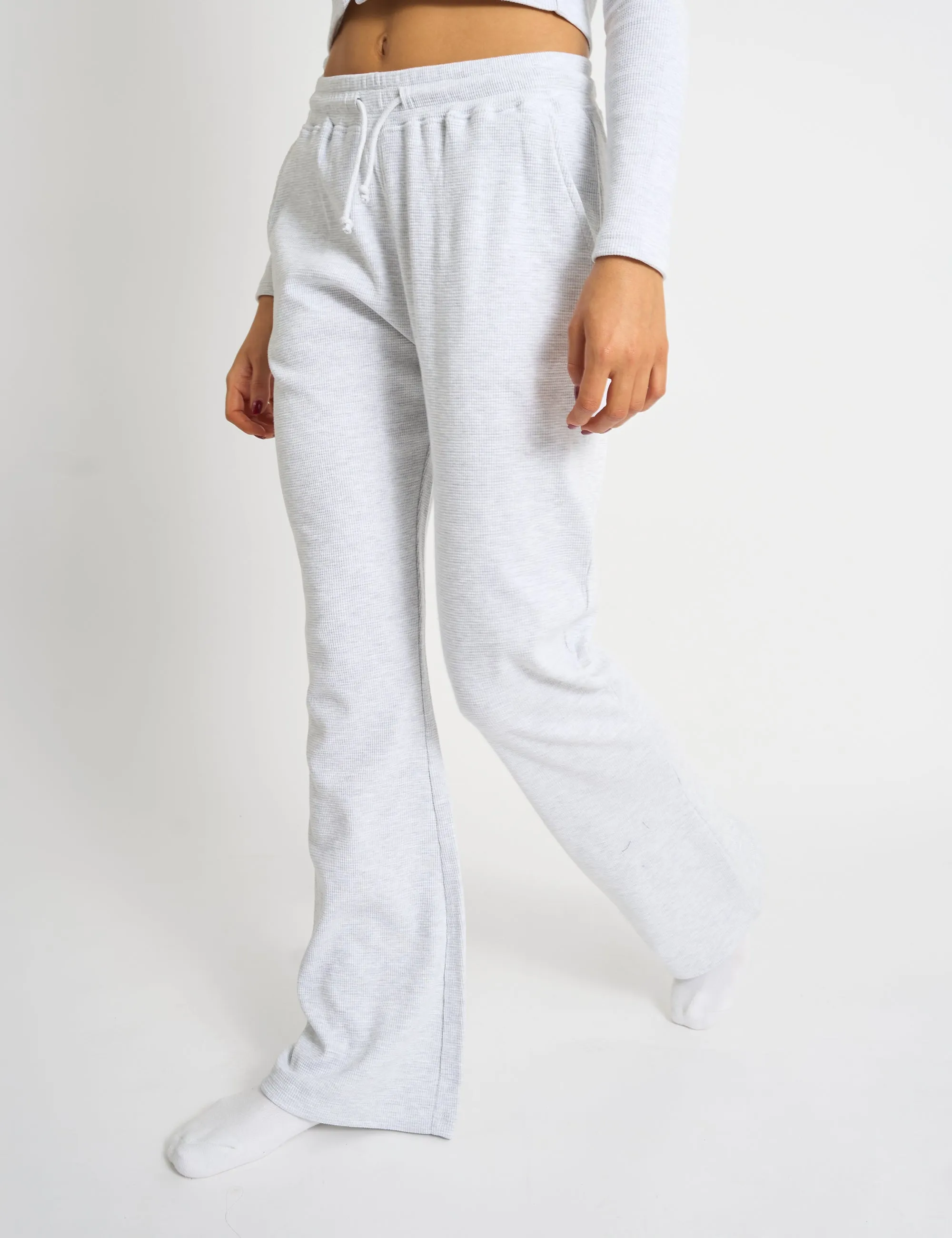 Kaiia Waffle Wide Leg Joggers Grey Melange sold by Public Desire product image thumbnail 3