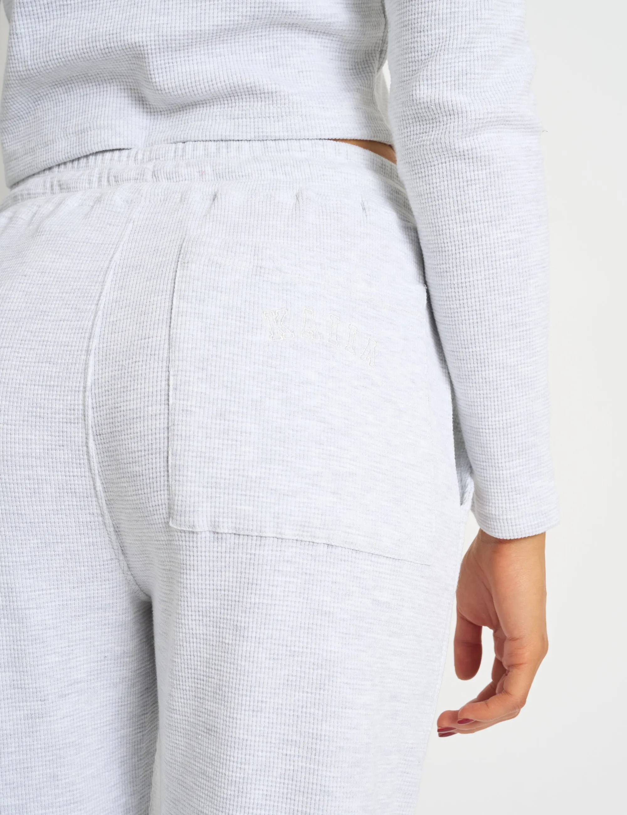 Kaiia Waffle Wide Leg Joggers Grey Melange sold by Public Desire product image thumbnail 5