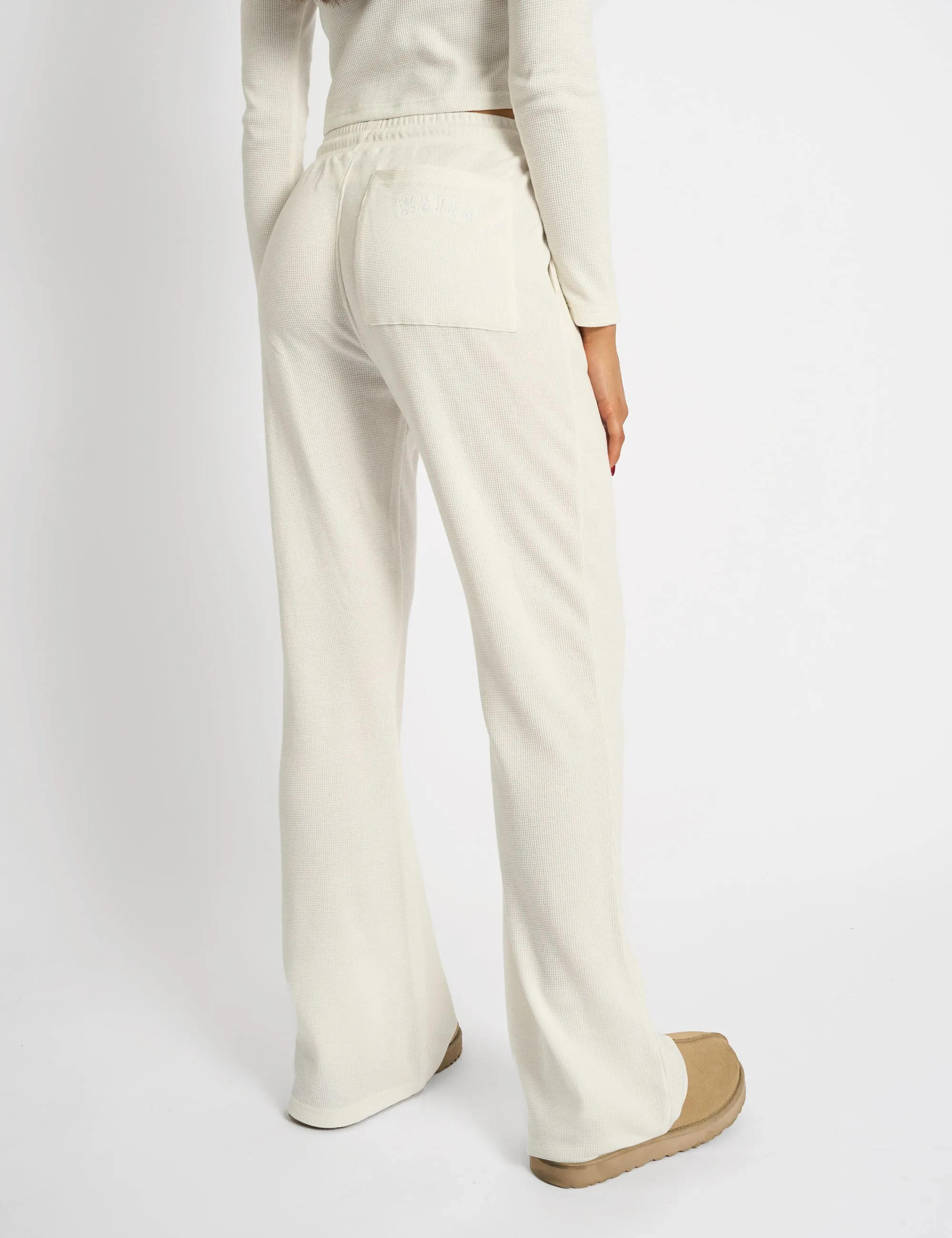 Kaiia Waffle Wide Leg Joggers Cream sold by Public Desire product image thumbnail 3