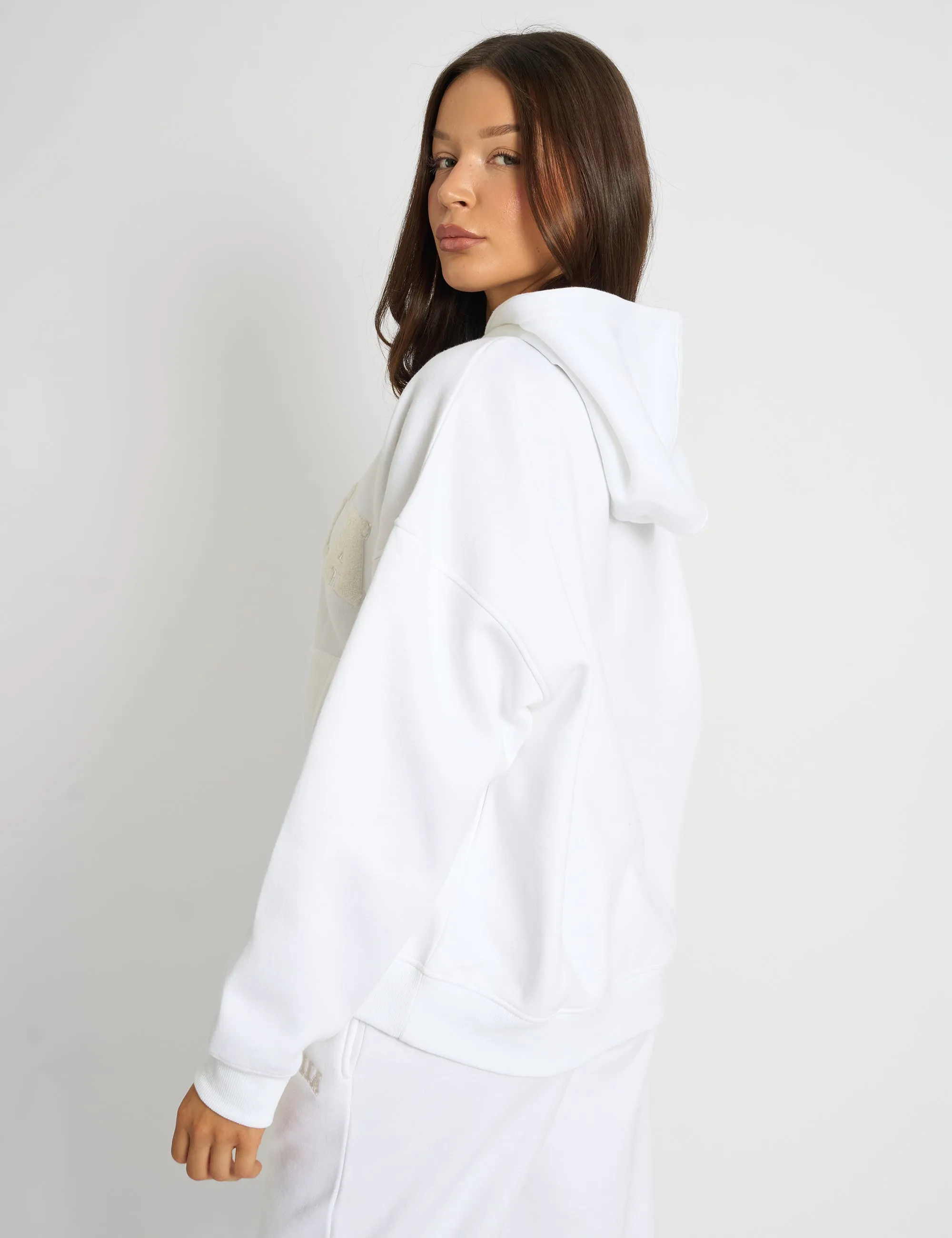 Kaiia Borg Slogan Oversized Hoodie Cream sold by Public Desire product image thumbnail 2