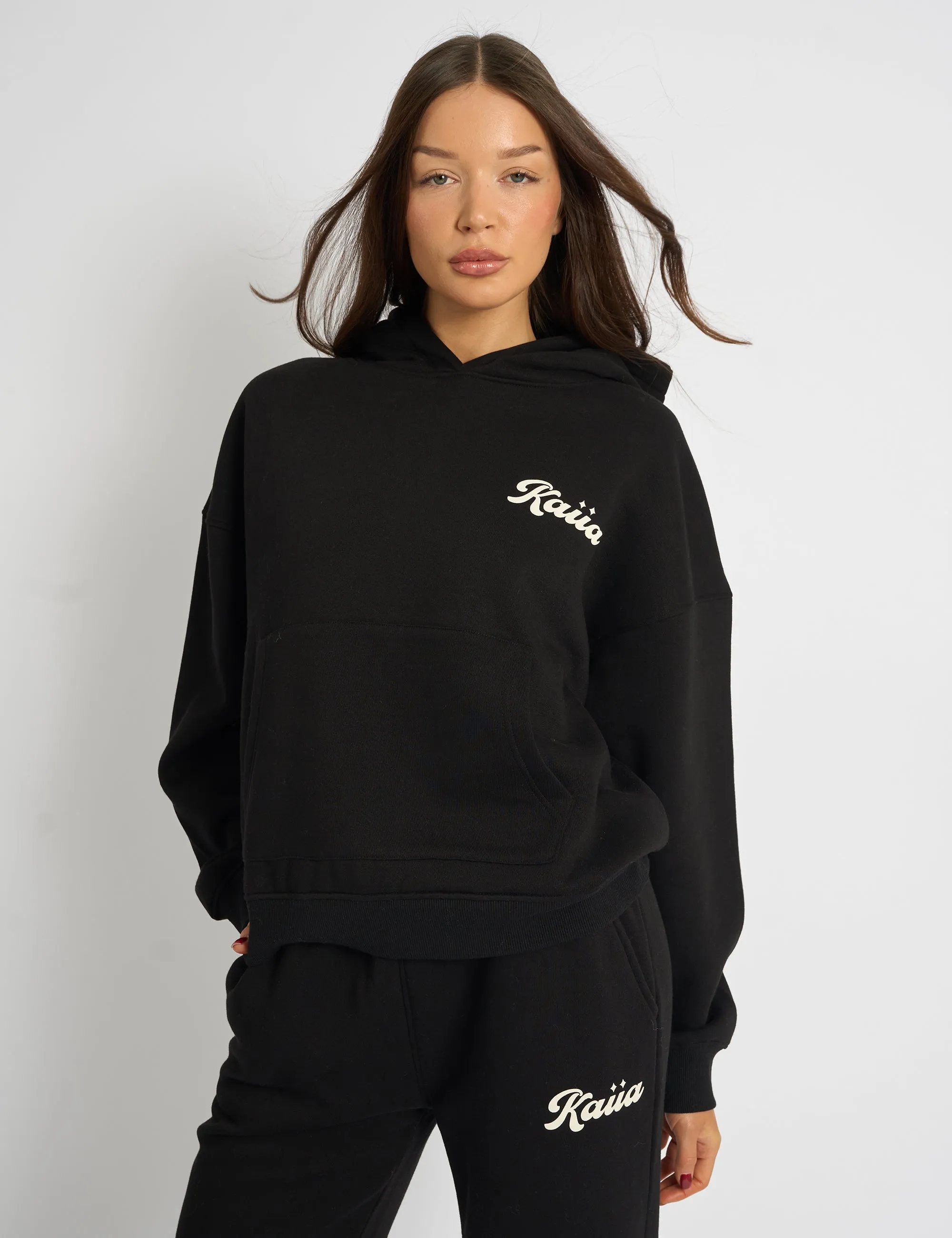 Kaiia Studio Bubble Script Oversized Hoodie Black & Cream sold by Public Desire product image thumbnail 2