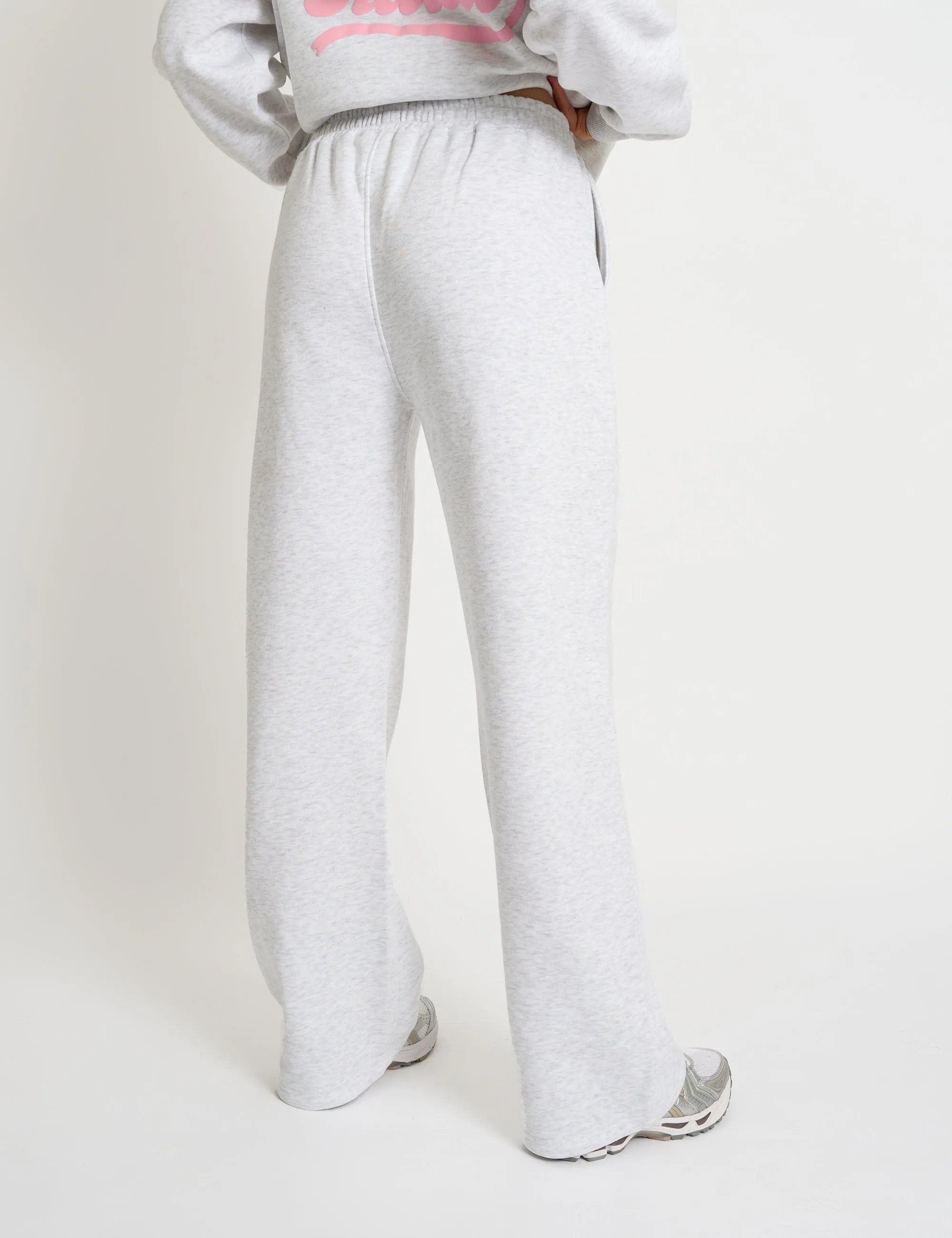 Kaiia Bubble Script Bow Detail Wide Leg Joggers Grey Marl & Pink sold by Public Desire product image thumbnail 4