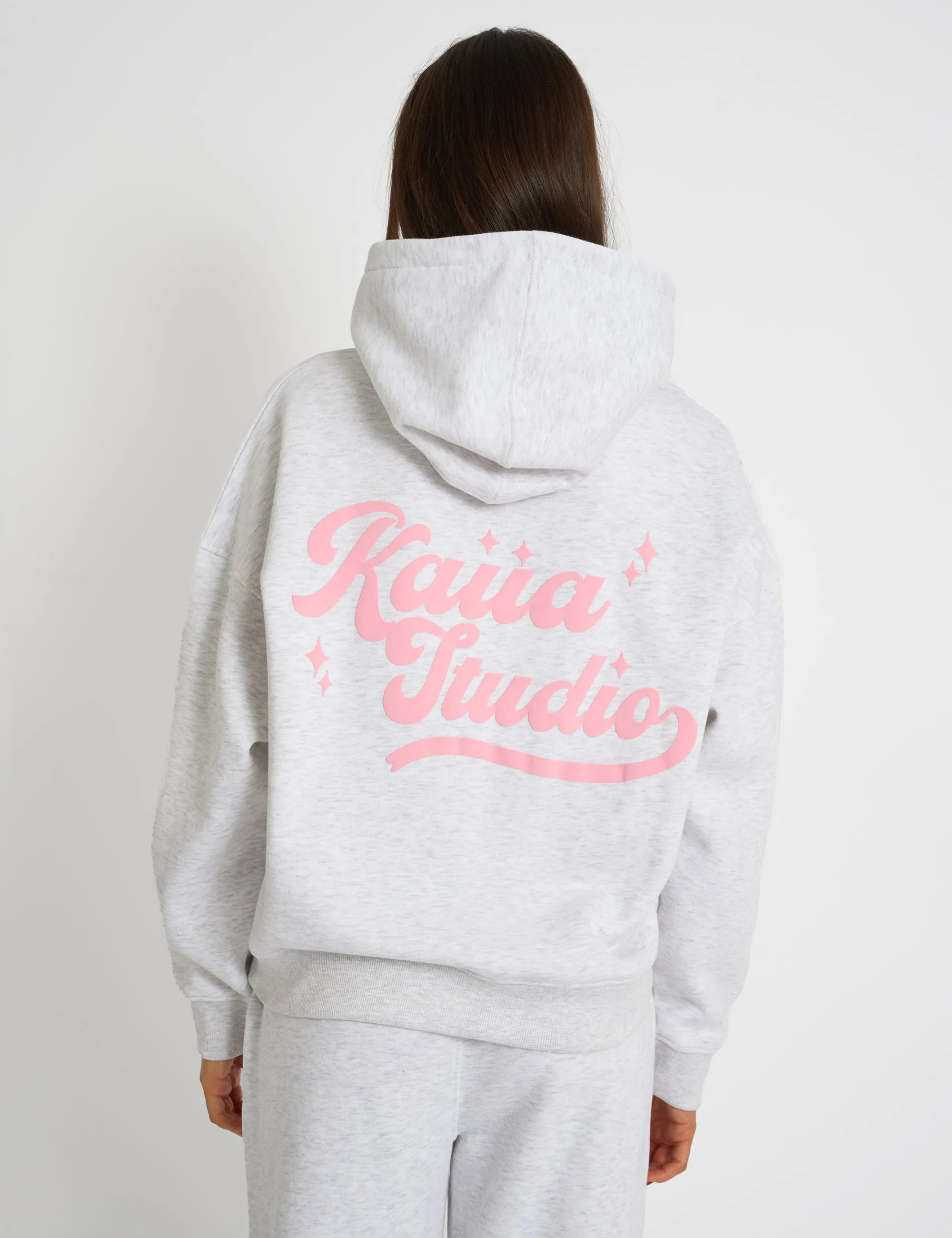 Kaiia Studio Bubble Script Oversized Hoodie Grey Marl & Pink sold by Public Desire product image thumbnail 3
