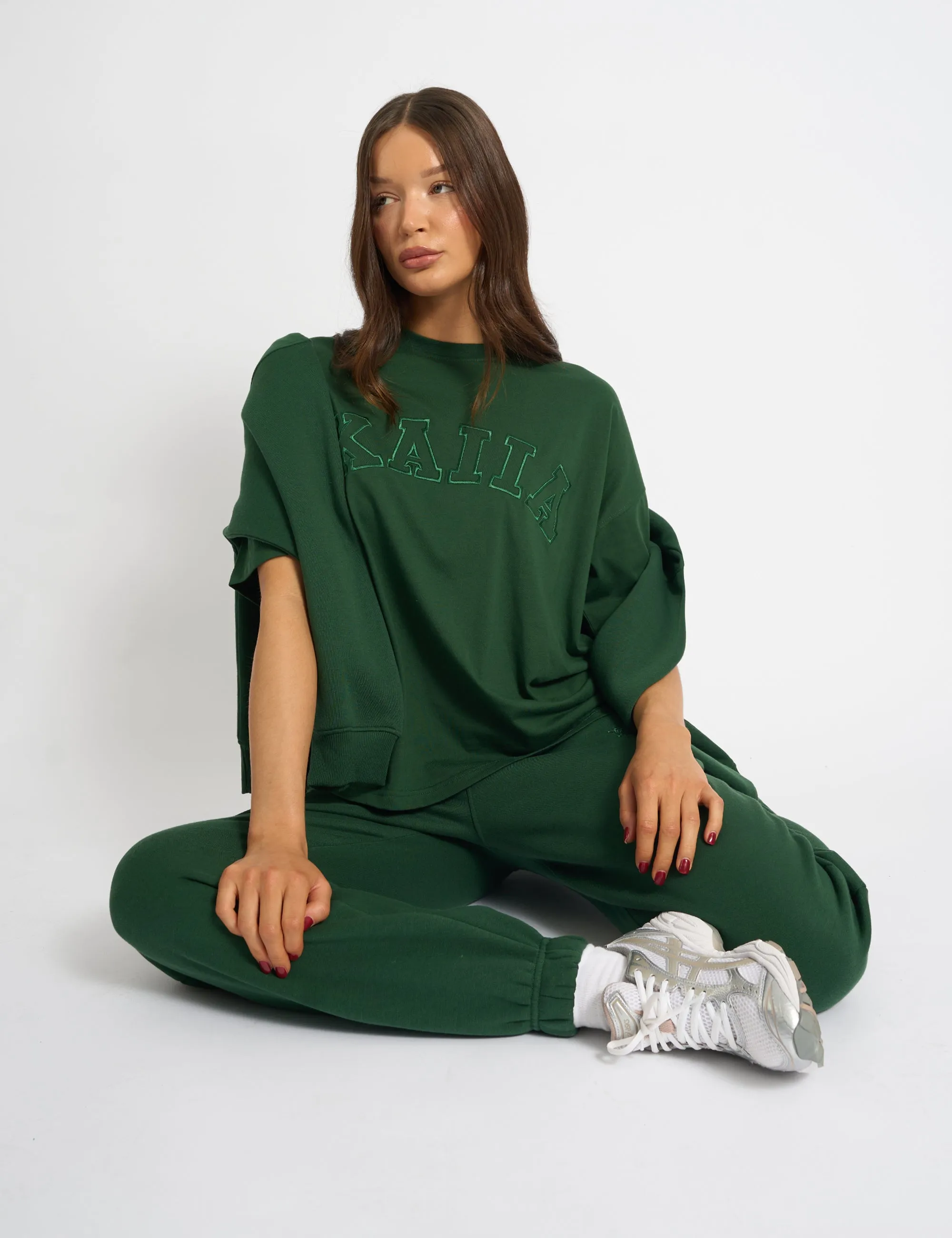 Kaiia Script Logo Oversized T-Shirt Forest Green sold by Public Desire product image thumbnail 4