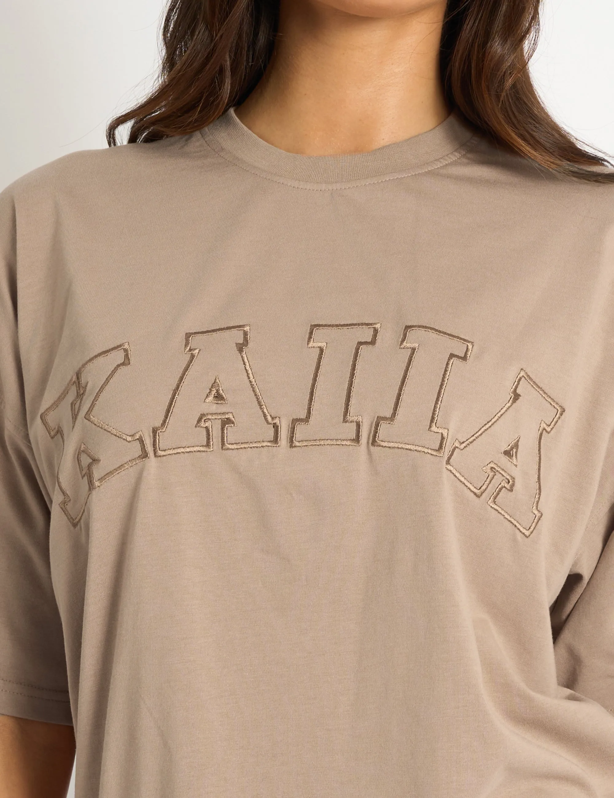 Kaiia Script Logo Oversized T-Shirt Latte sold by Public Desire product image thumbnail 4