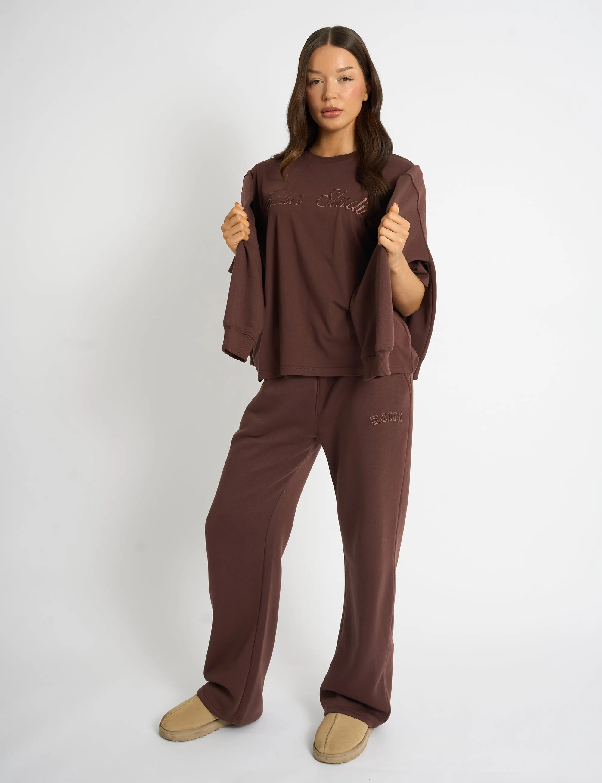 Kaiia Script Logo Oversized T-Shirt Mocha sold by Public Desire product image thumbnail 5