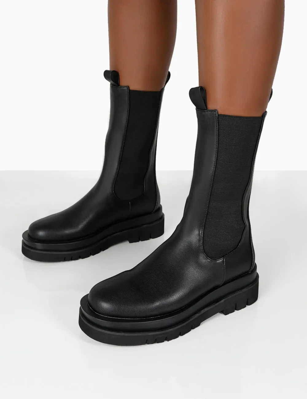 Dope Black PU Chunky Sole Chelsea Ankle Boots sold by Public Desire product image thumbnail 3