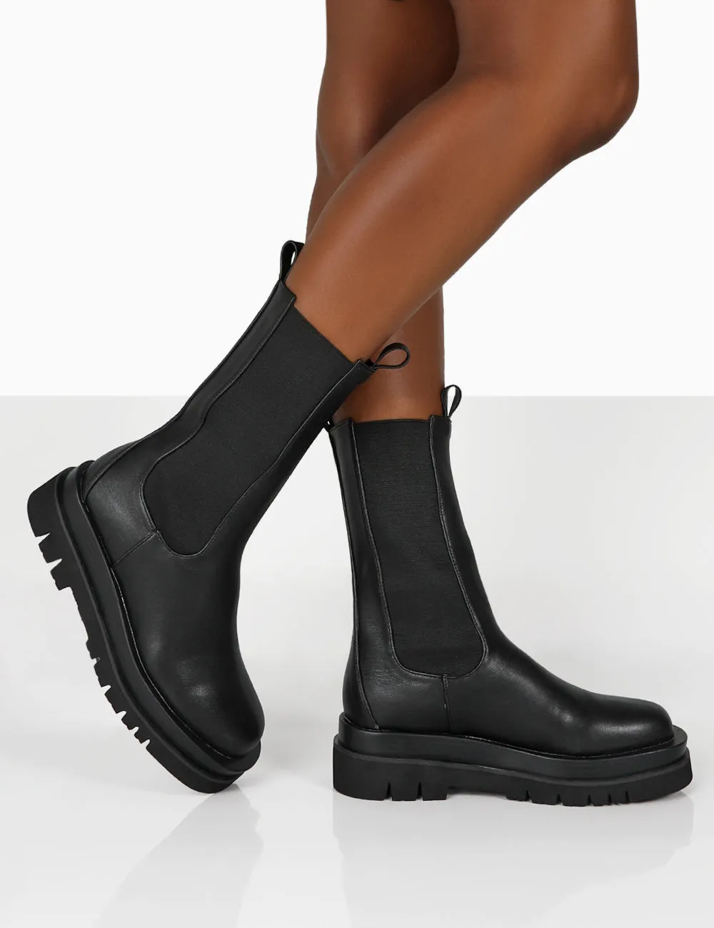 Dope Black PU Chunky Sole Chelsea Ankle Boots sold by Public Desire product image thumbnail 4
