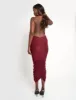 Ruffle Plunge Maxi Dress Burgundy sold by Public Desire