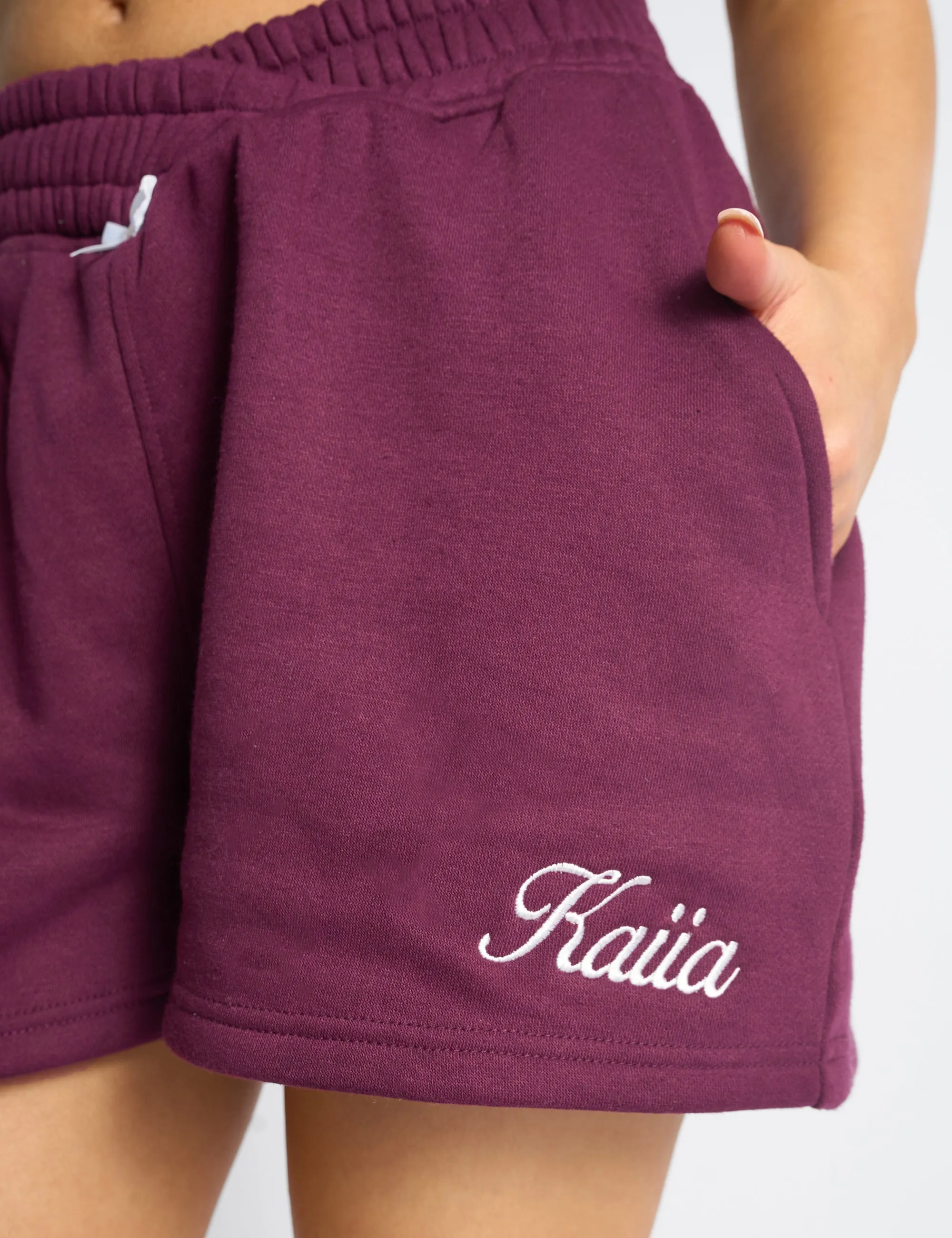 Kaiia Bow Detail Cross Over Waistband Shorts Plum sold by Public Desire product image thumbnail 4