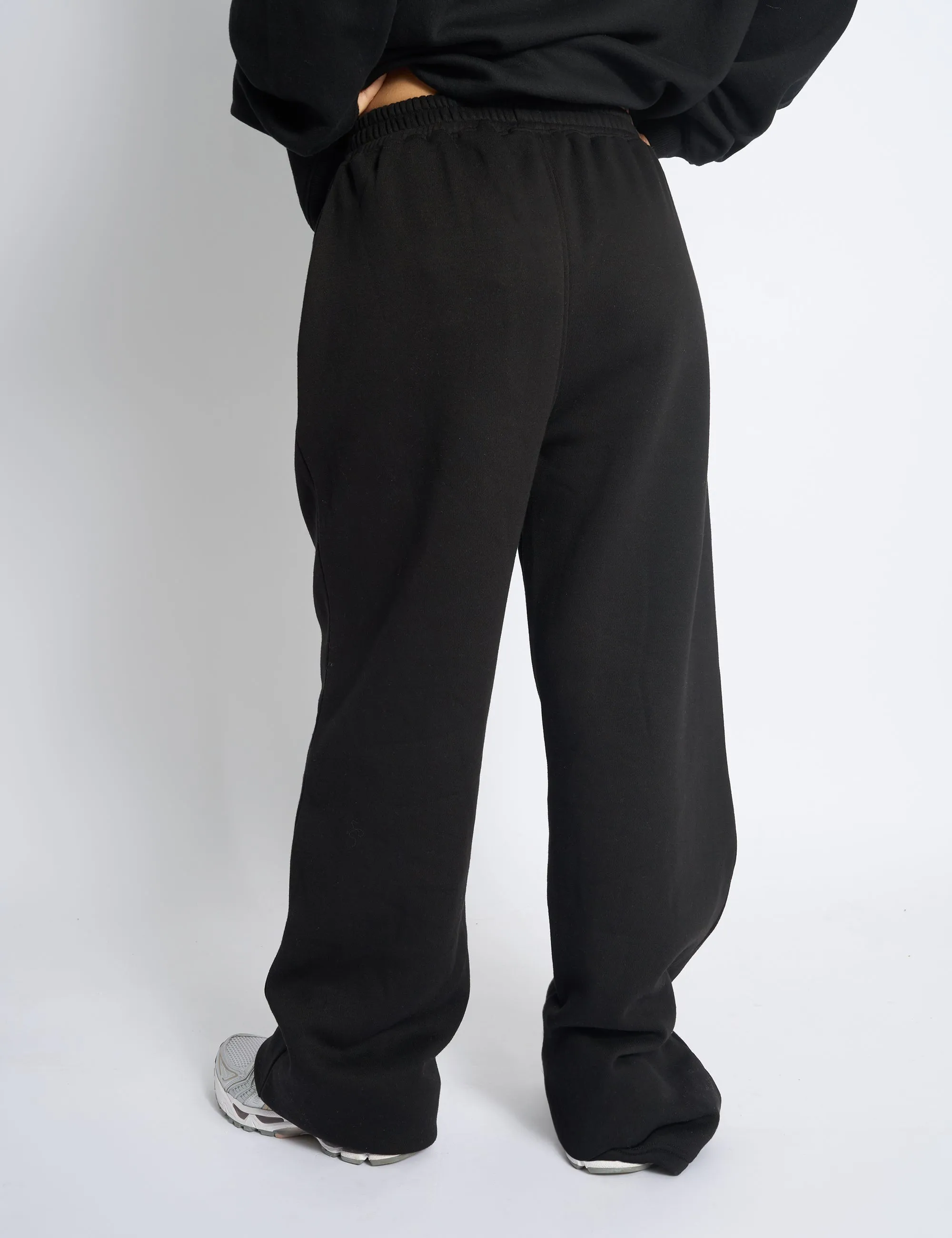 Kaiia Bow Embroidered Ribbed Waistband Wide Leg Joggers Black & Silver sold by Public Desire product image thumbnail 3