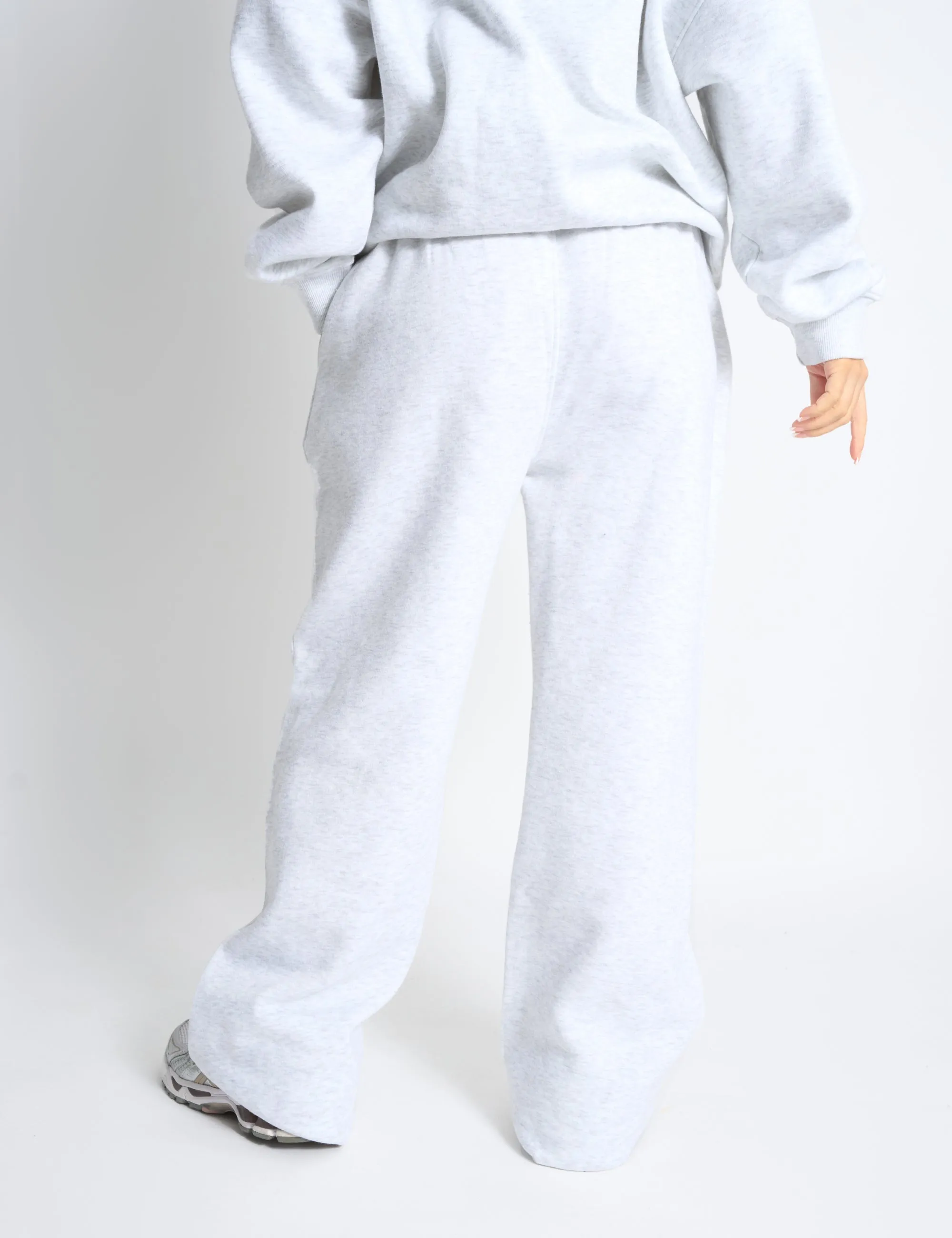 Kaiia Bow Embroidered Ribbed Waistband Wide Leg Joggers Light Grey Marl & Red sold by Public Desire product image thumbnail 3