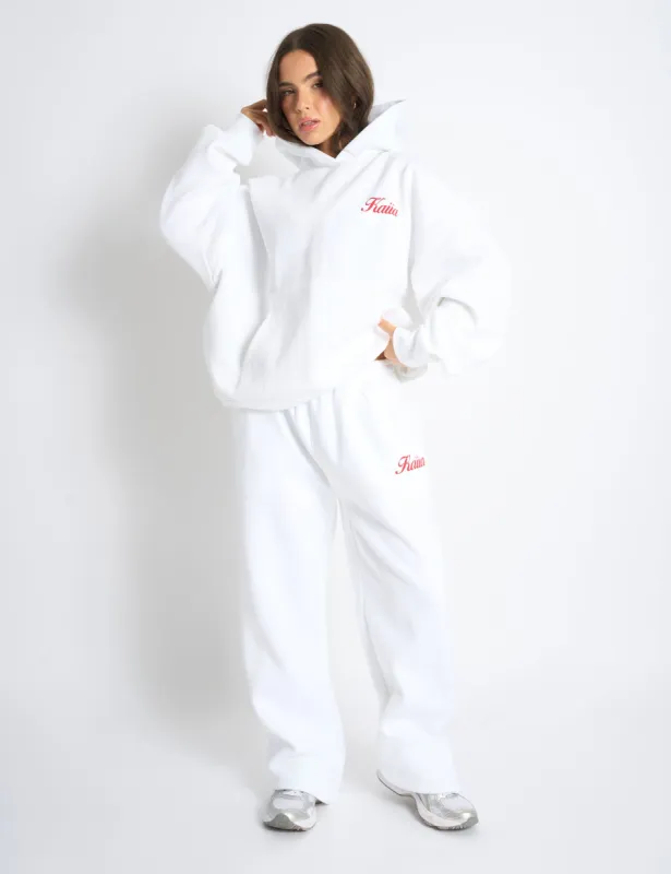 Kaiia Snowflake Logo Oversized Hoodie White & Red sold by Public Desire