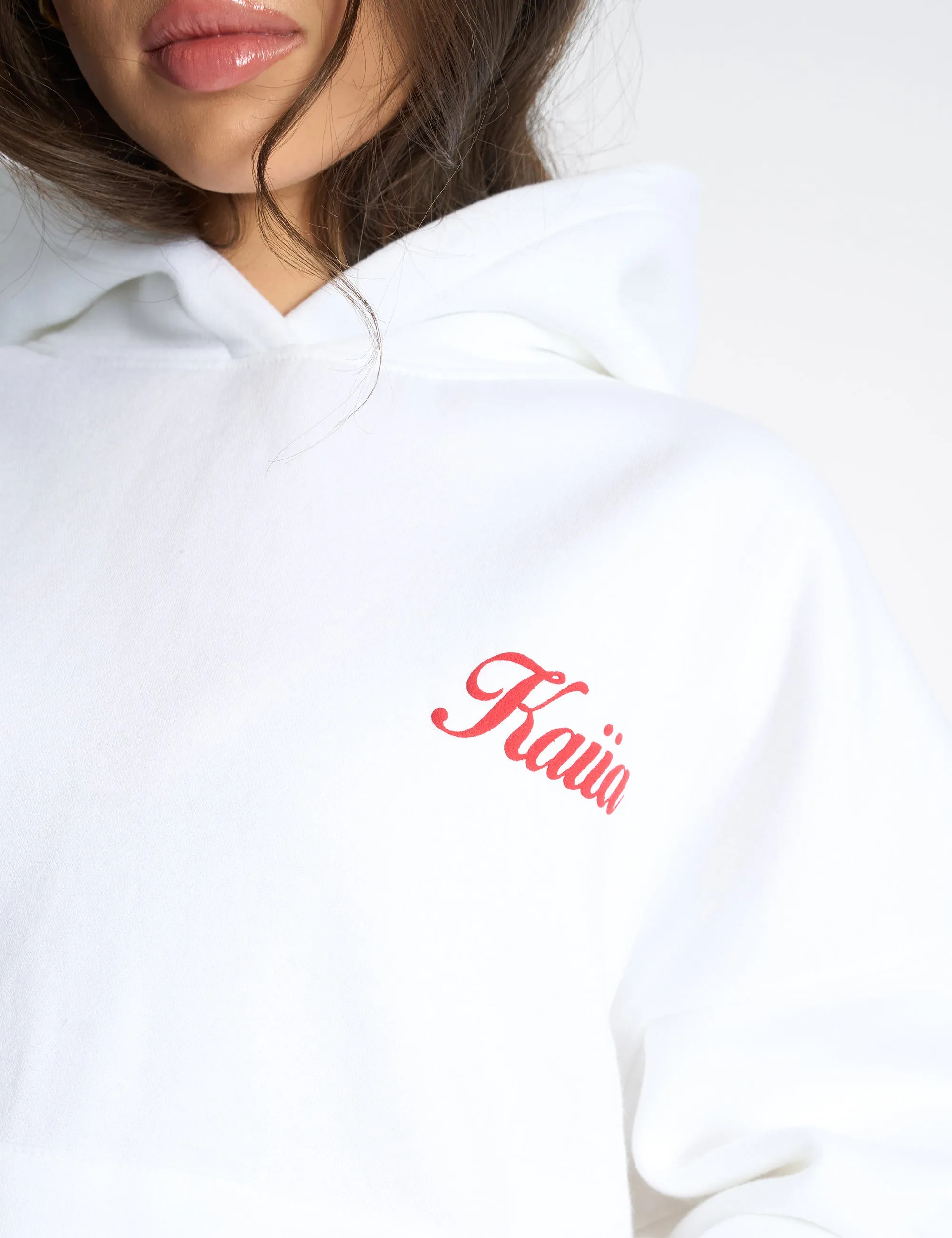 Kaiia Snowflake Logo Oversized Hoodie White & Red sold by Public Desire product image thumbnail 4