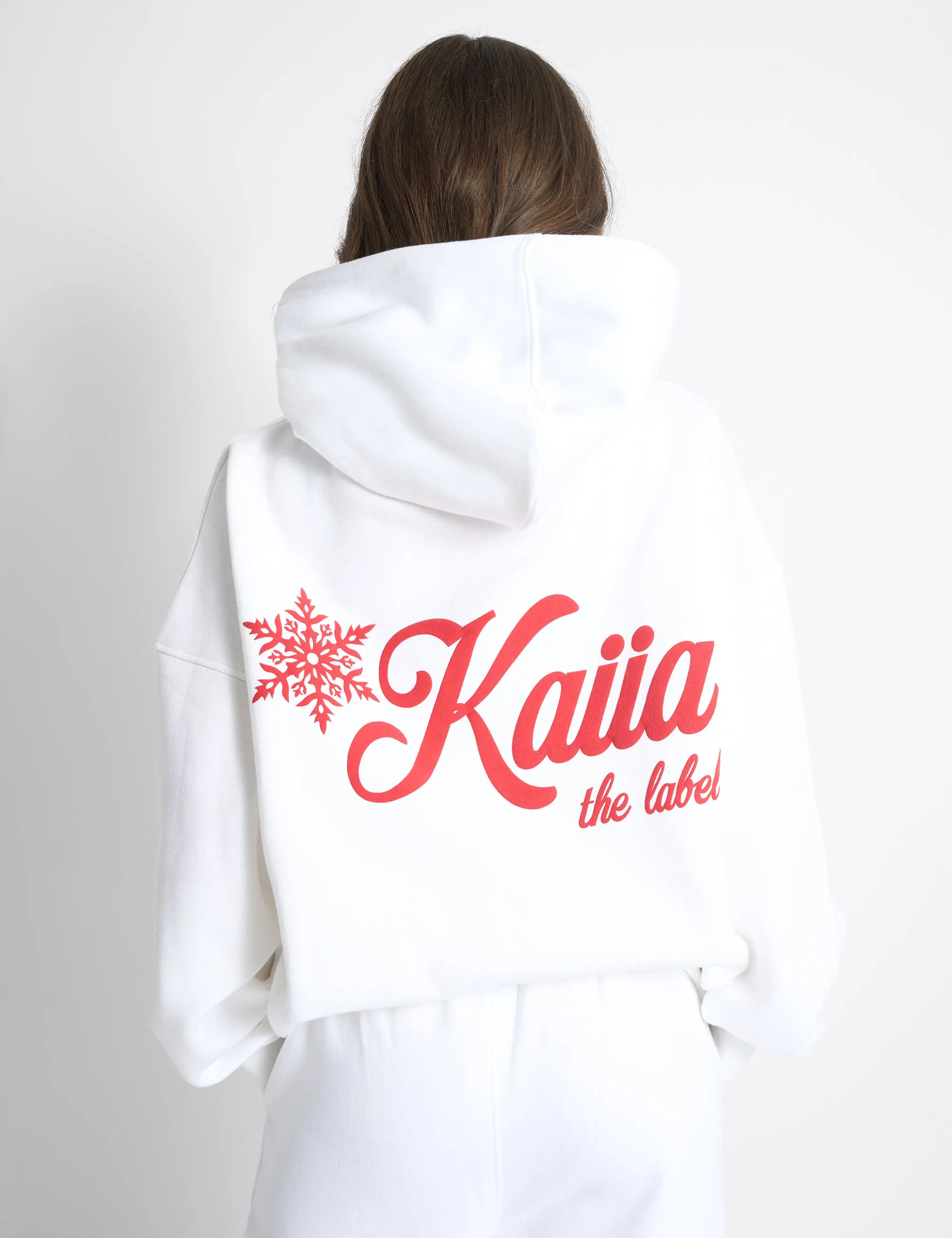 Kaiia Snowflake Logo Oversized Hoodie White & Red sold by Public Desire product image thumbnail 2